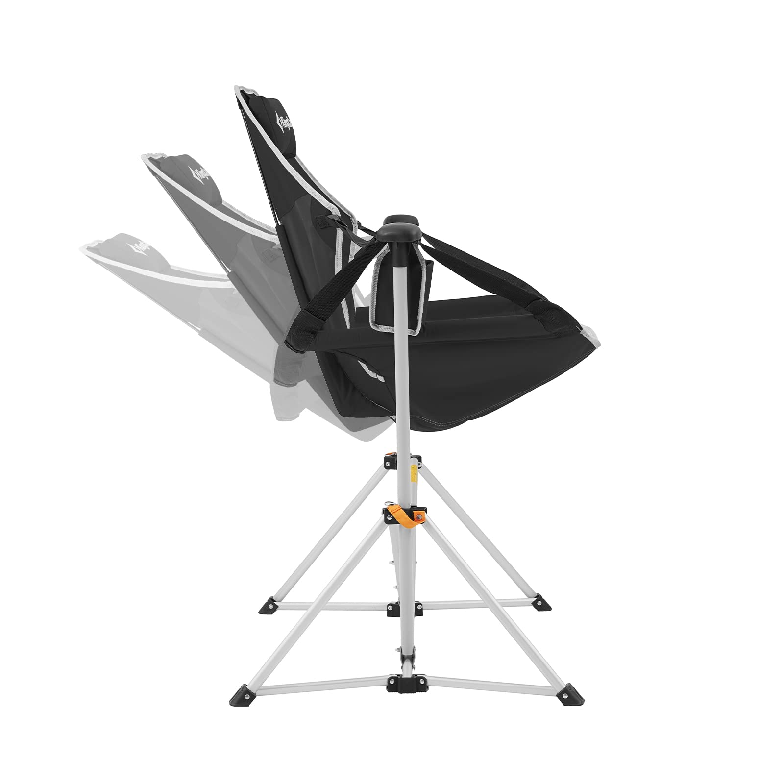 KingCamp Portable Hammock Camping Chair - Heavy Duty 300lbs Capacity Folding Recliner with Cup Holder & Carry Bag for Backyard, Beach, Lawn, Indoor & Outdoor Use - Perfect for Relaxing, Lounging & Camping (Black/Grey)
