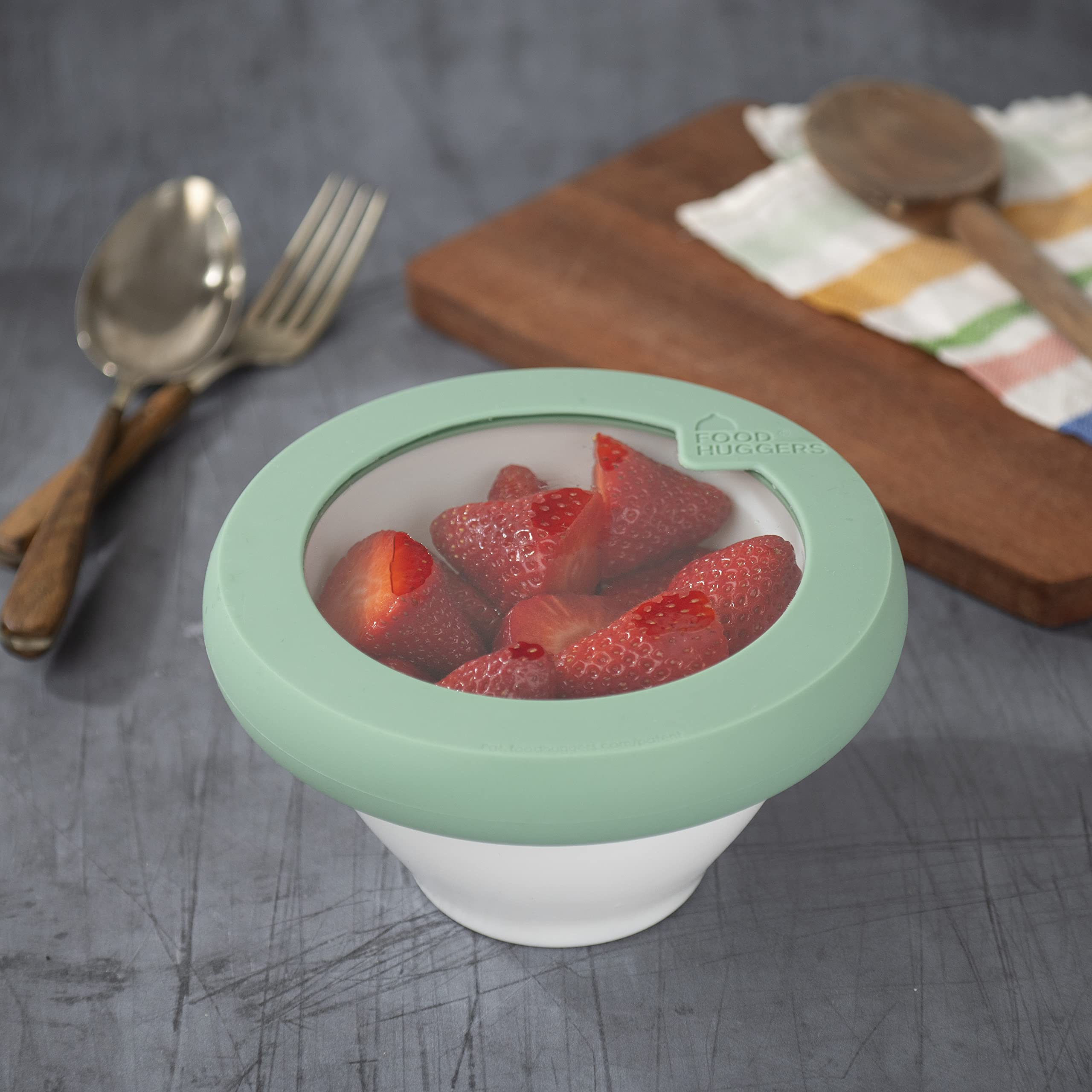 Eco-Friendly Silicone & Glass Food Storage Lids - Crack-Proof Replacement Covers for Round Containers & Bowls | Plastic-Free Kitchen Organizer | Perfect for Meal Prep, Leftovers & Sustainable Living (Small Size, Gradual Green)