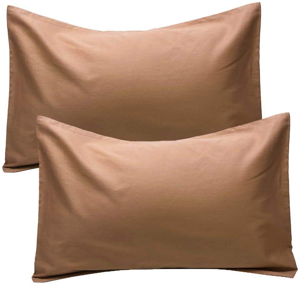 Premium 400-Thread-Count Egyptian Cotton Pillowcases Set of 2 - Queen Size 20x30 Inches Taupe Solid Color - Soft Luxury Bedding for Home, Hotel & Airbnb Decor