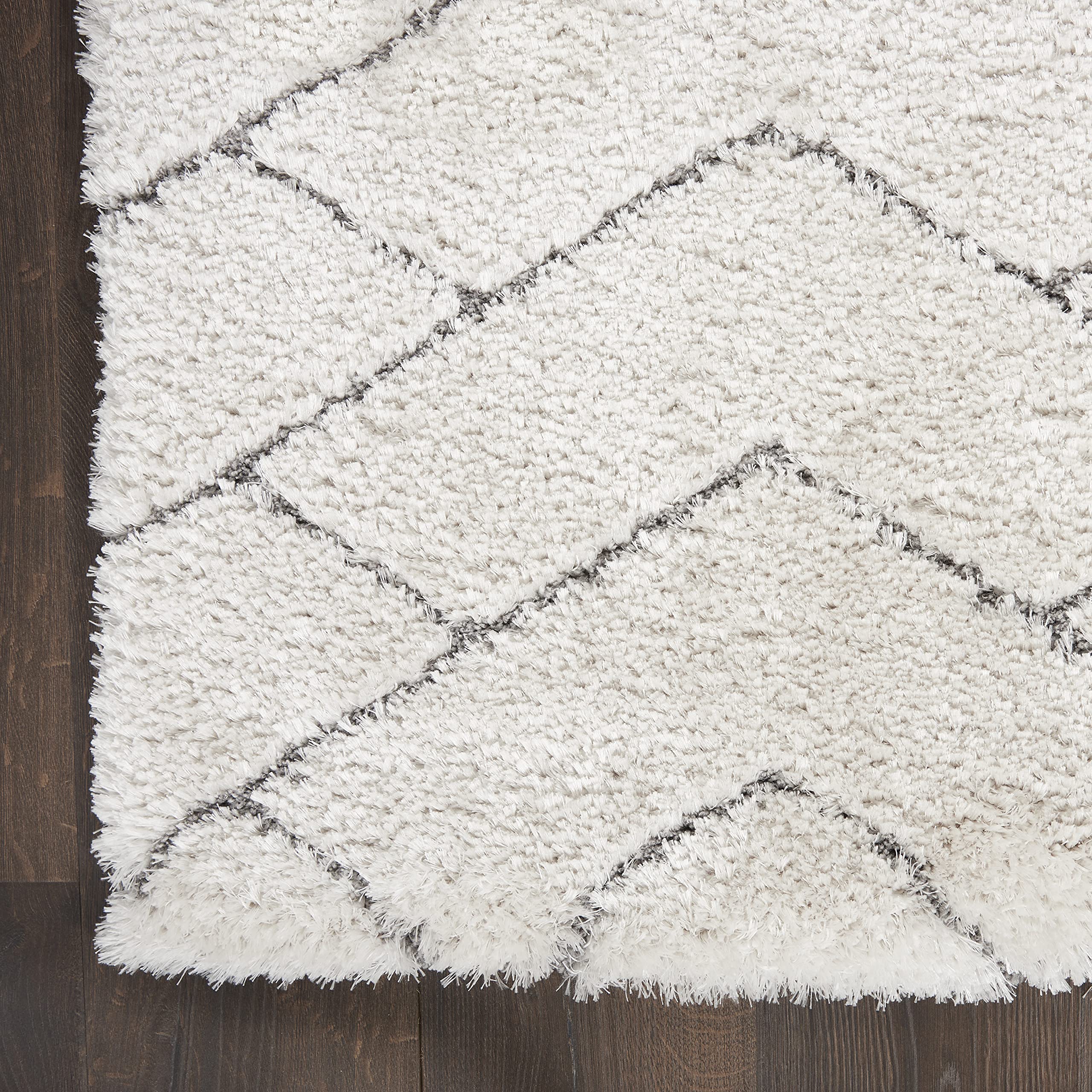 Nourison Luxurious Shag Abstract Ivory/Grey 5'3
