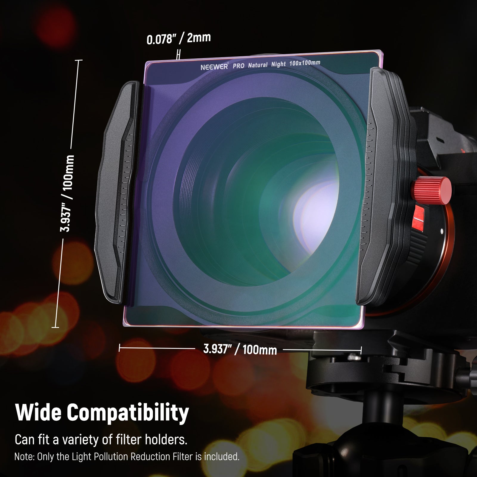 NEEWER FL SQ6 100x100mm Square Photography Filter for Night & Low Light Shooting - Perfect for Landscape, Astrophotography & Long Exposure Photography