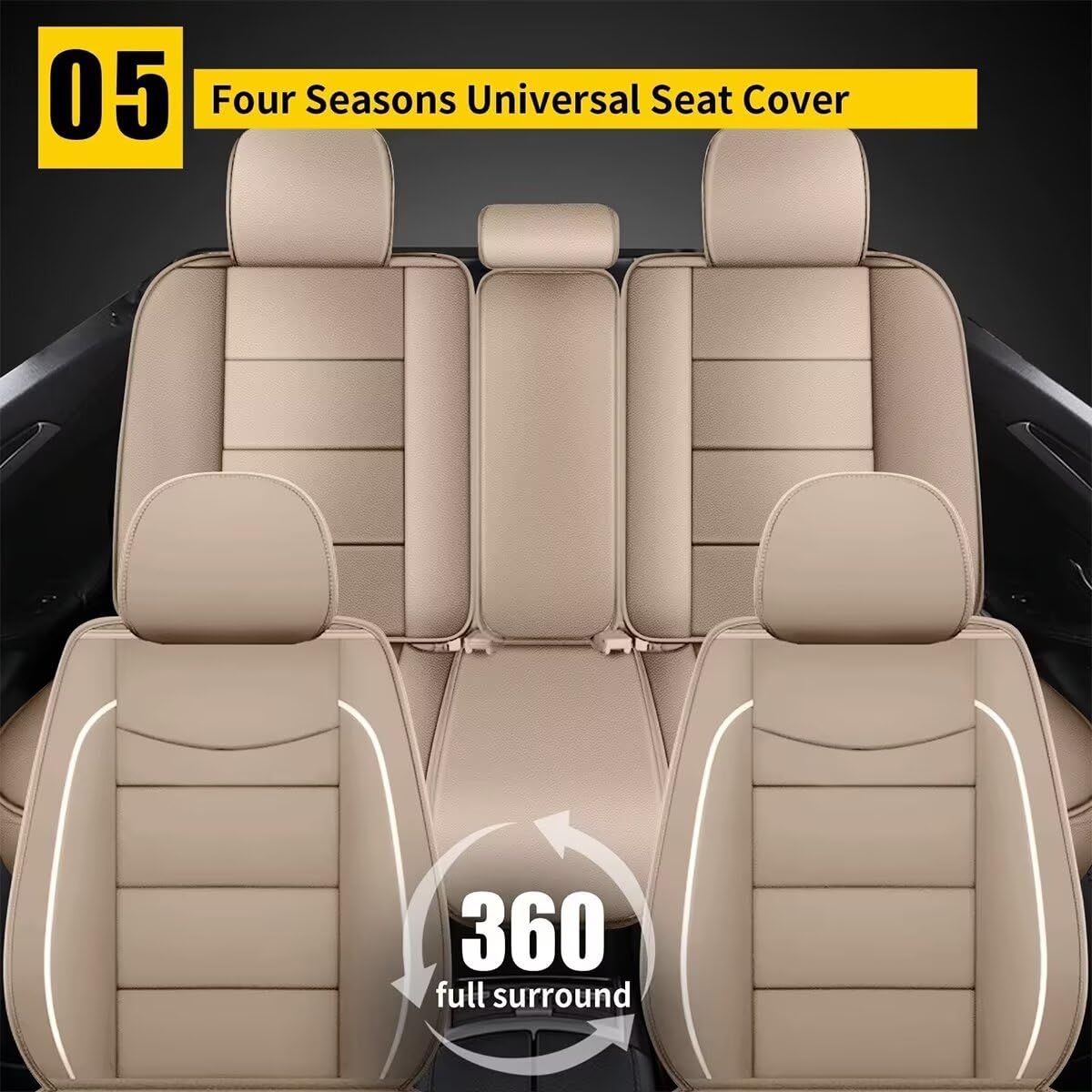 Premium Faux Leather Car Seat Covers Full Set for Subaru Crosstrek 2016-2024 - 5-Seat Protection Cushion (Beige) | Durable & Comfortable for Daily Commute, Road Trips & Family Adventures