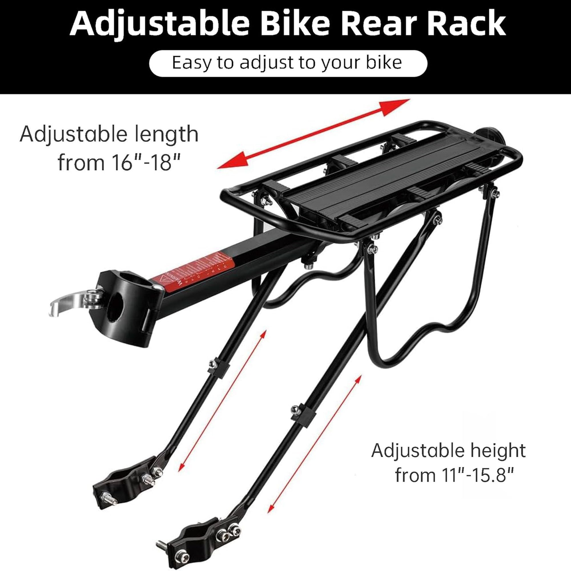 Aluminum Alloy Rear Bike Rack - Quick Release Cargo Carrier for Bicycle Back | Perfect for Commuting, Grocery Shopping & Outdoor Adventures