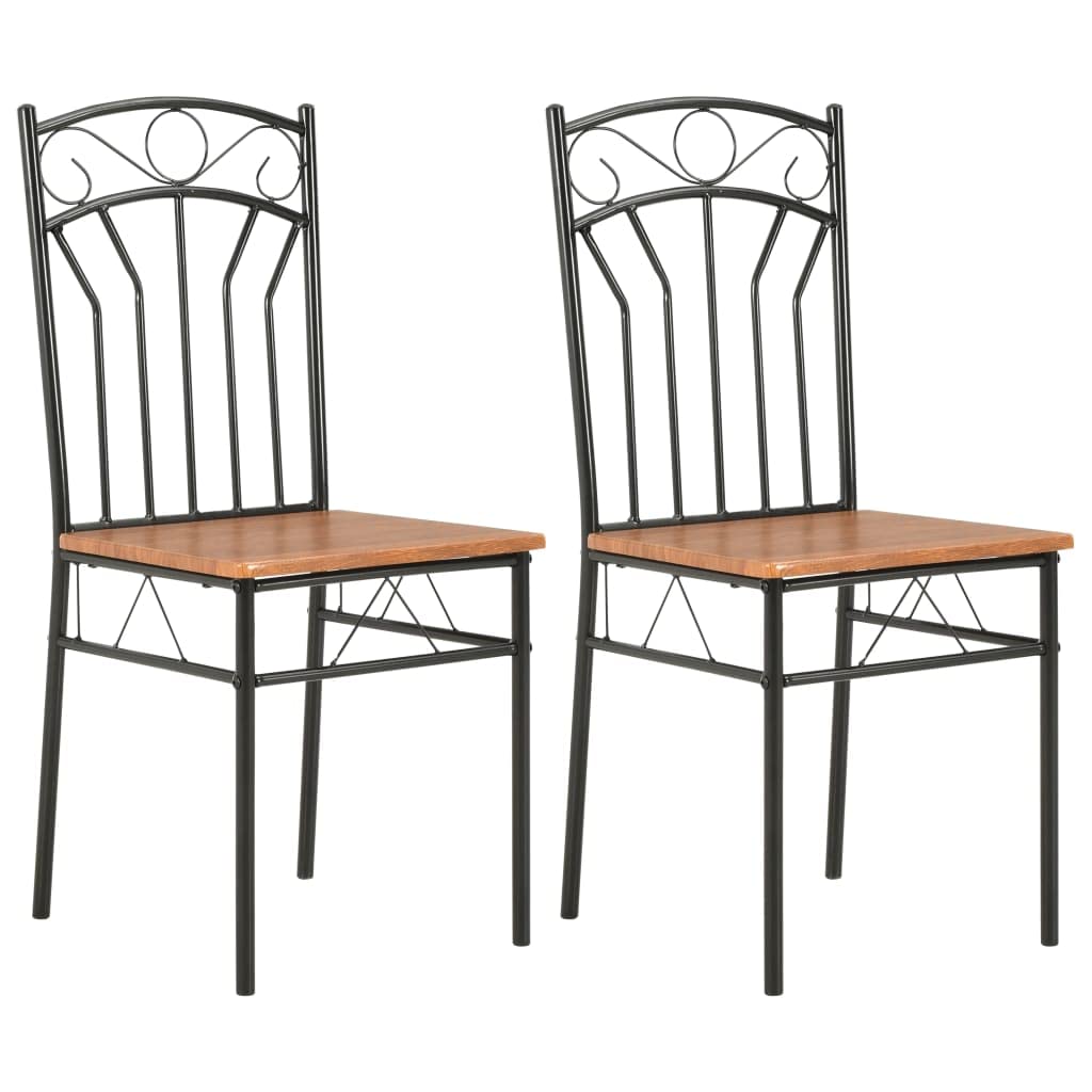 2-Piece Brown MDF Dining Chairs - Comfortable Kitchen Chairs for Dining Room, Living Room, Bedroom, Kitchen, Restaurant, and Outdoor Use