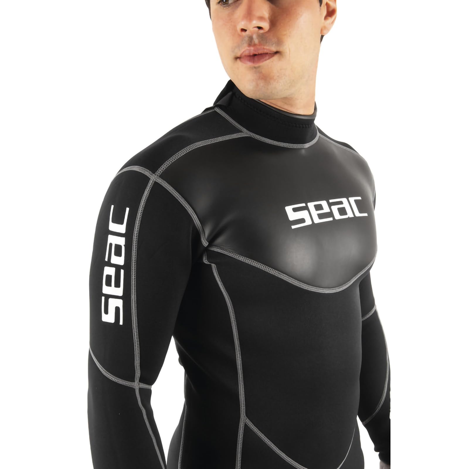 SEAC Sense Black Men's One-Piece 3mm Neoprene Wetsuit for Snorkeling, Scuba Diving & Water Sports | Super Elastic & Comfortable for Swimming, Surfing & Underwater Activities