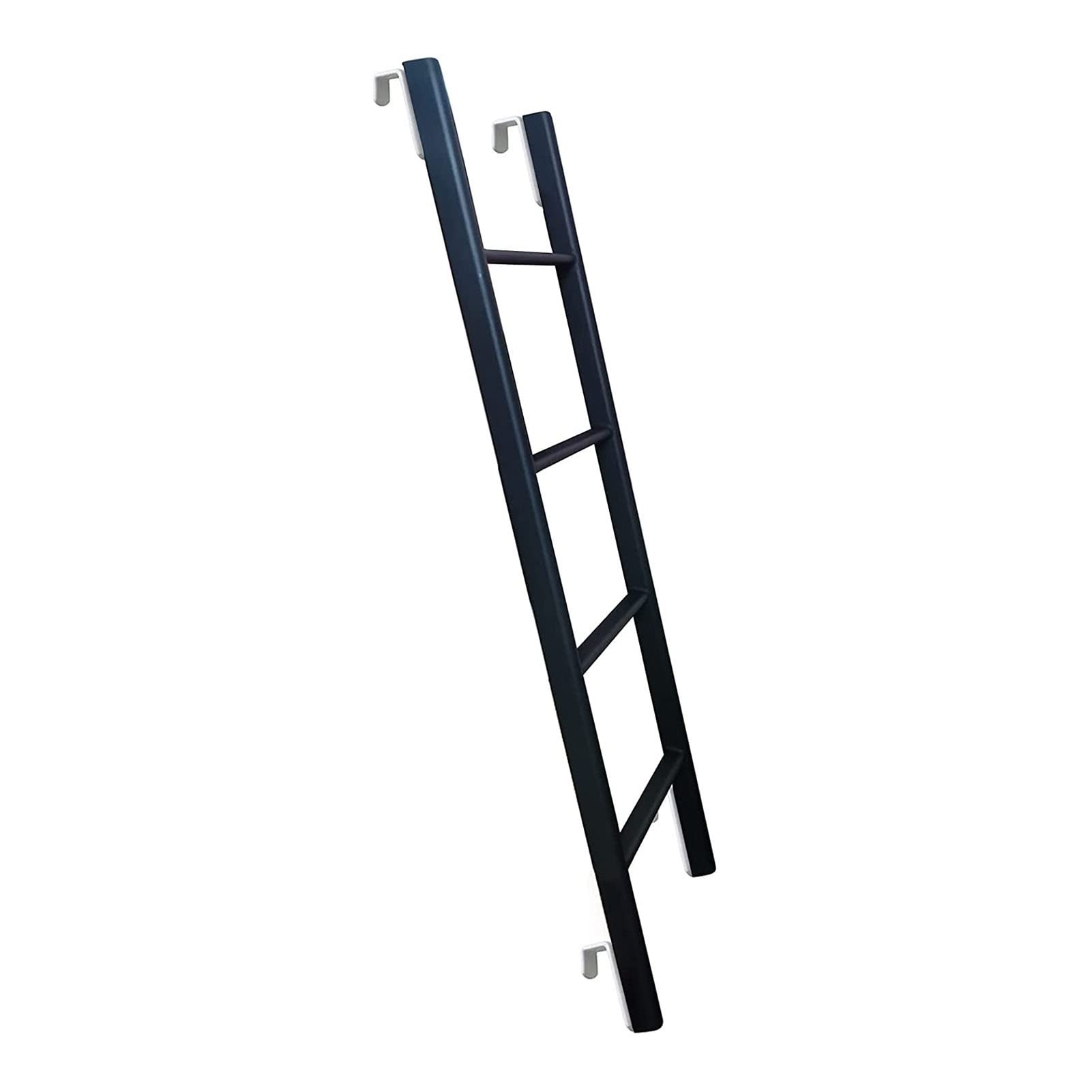 **46 Inch Heavy Duty Bunk Bed Ladder with Hooks - 16cm Sturdy Twin Loft Ladder for Home, Apartment, Dormitory & Library Use (Black) - Perfect for Kids & Adults Climbing Safely**
