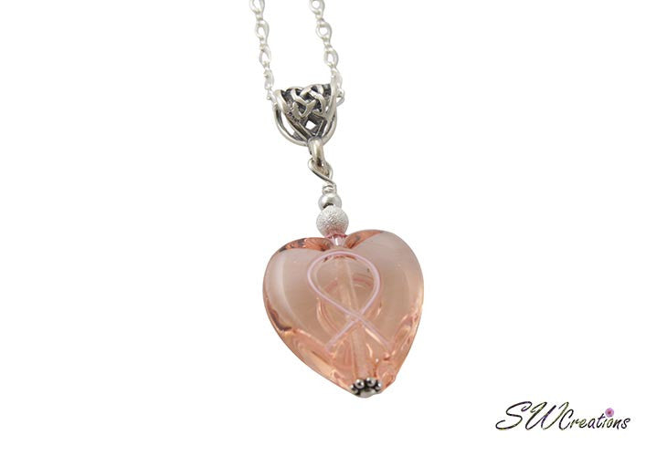Breast Cancer Awareness Heart Pendant Necklace - Pink Ribbon Charm Jewelry for Women - Perfect for Survivors, Supporters & Awareness Events