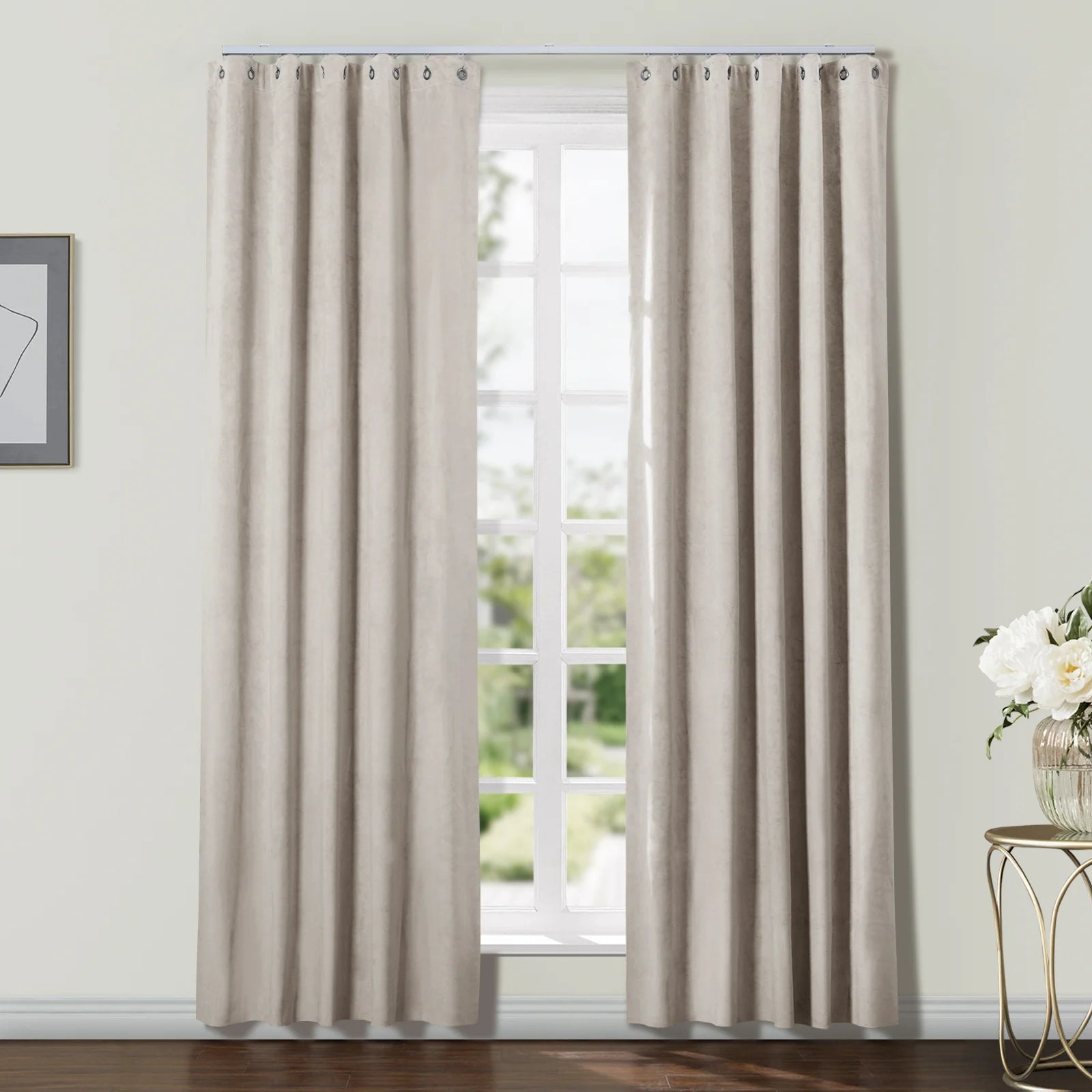 Gene 100% Blackout Soundproof Curtains with Grommet & Track Kit - Thermal Insulated Noise Reducing Drapes for Bedroom, Nursery & Home Theater
