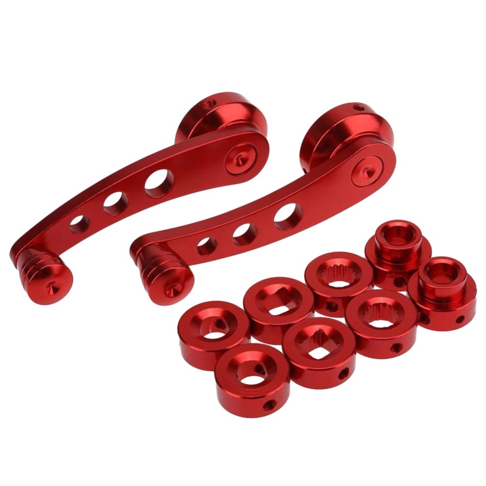 Veemoon Car Window Crank Handle Replacement Set - Universal Window Winder Riser with Mounting Hardware - Durable Red Auto Accessories for Jeep, Truck & SUV Interior Upgrades