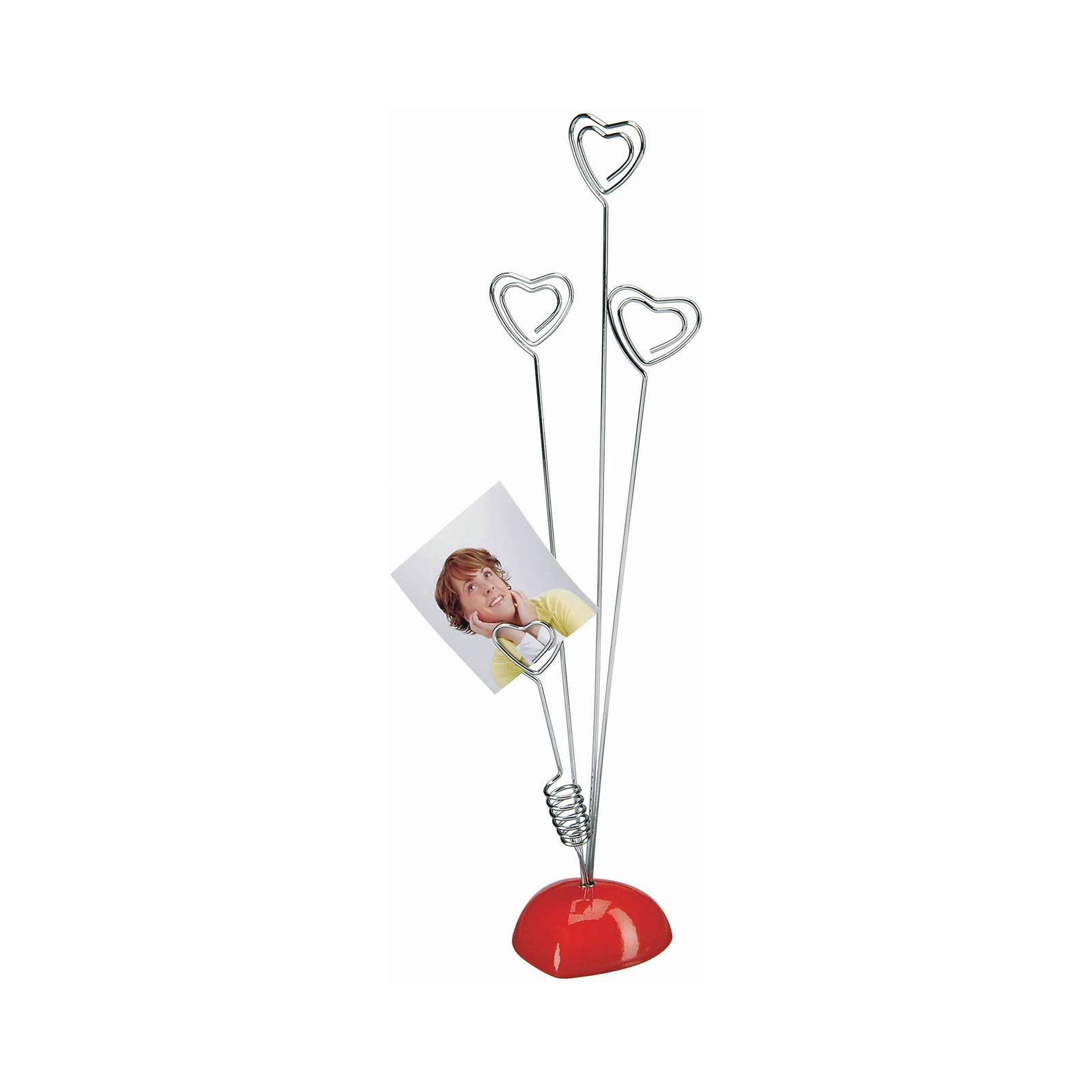Heart-Shaped Photo & Gift Card Holder - Silver & Red Display Stand for Wedding, Christmas, Party Decorations