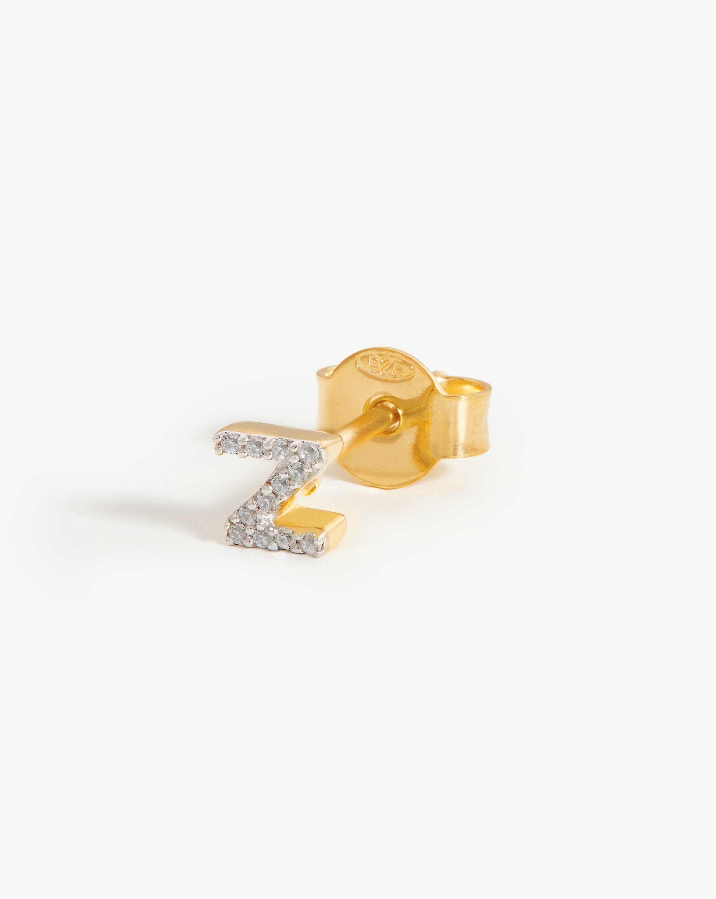 Pave Initial Single Stud Earring - 18k Gold Vermeil & Cubic Zirconia Monogram Jewelry | Personalized Gift for Women, Birthday, Anniversary | Elegant Everyday Wear & Special Occasion Accessory