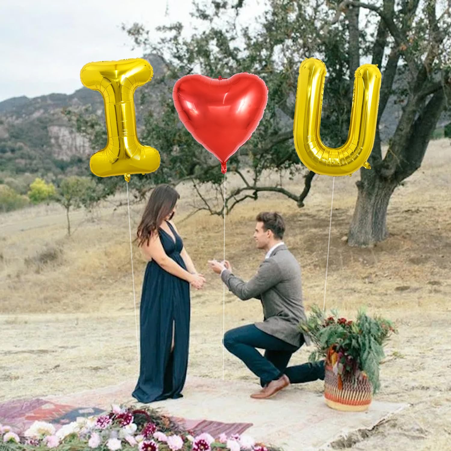 TONIFUL 40 Inch I Love You Foil Balloons - Giant Heart Shaped Letter Balloons (Gold, 3Pcs) for Valentine's Day, Wedding, Bridal Shower, Anniversary & Engagement Party Decorations - Perfect for Romantic Proposals, Photo Backdrops & Surprise Celebrations