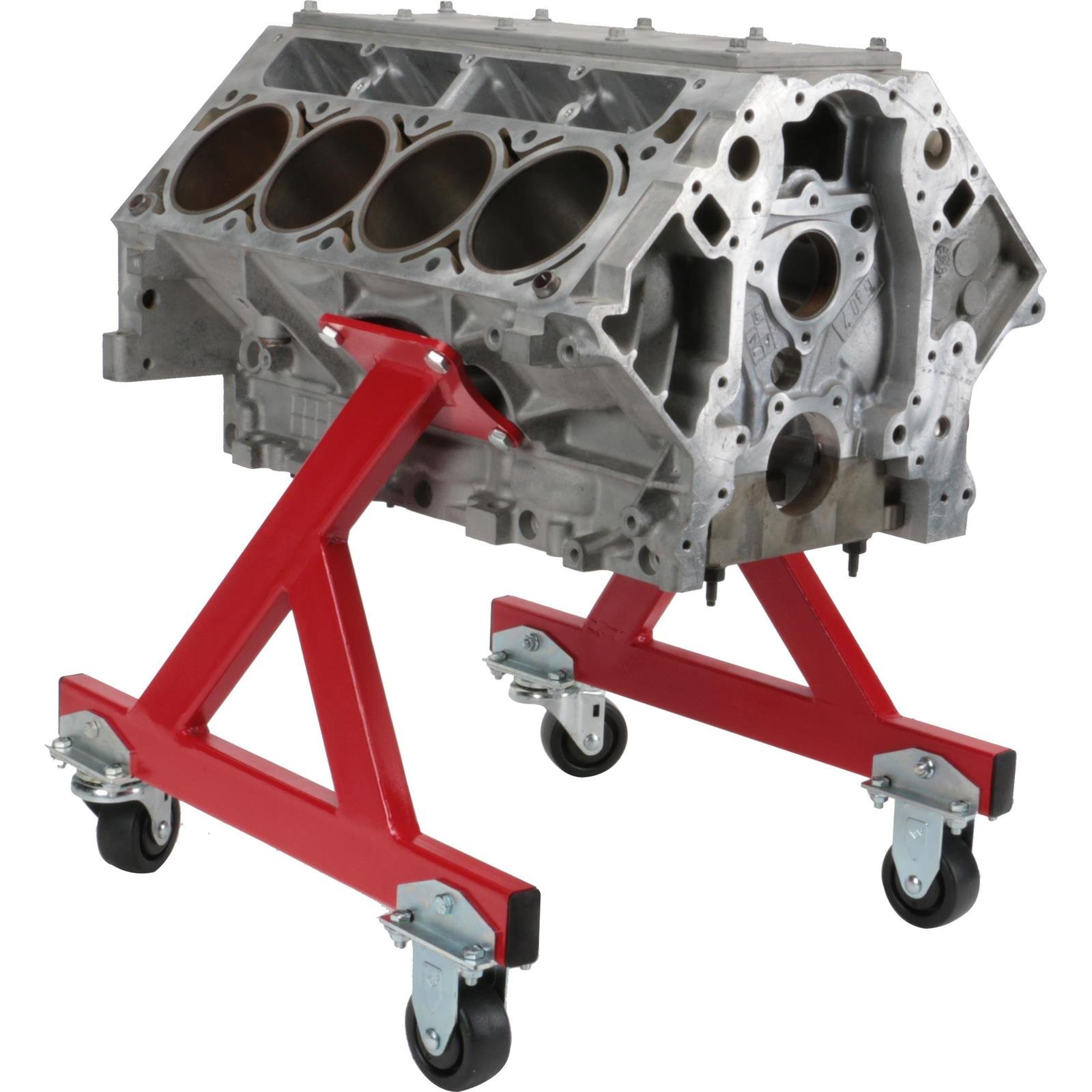 GM Chevy V8 LSx Rolling Engine Stand - Heavy Duty Storage Stand for Complete Engines & Transmissions - Compact Design with 3