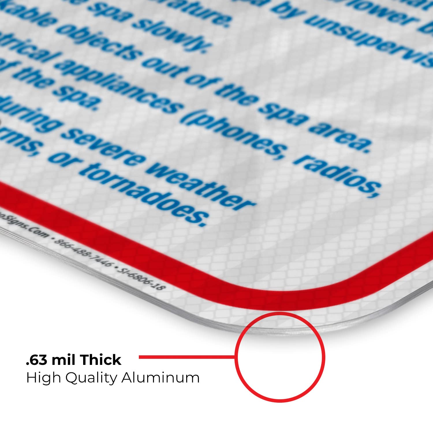 3M EGP Reflective Aluminum Spa & Pool Rules Sign - 12x18 Inches, Fade Resistant, Indoor/Outdoor Use - Perfect for Resorts, Gyms & Public Pools - Made in USA
