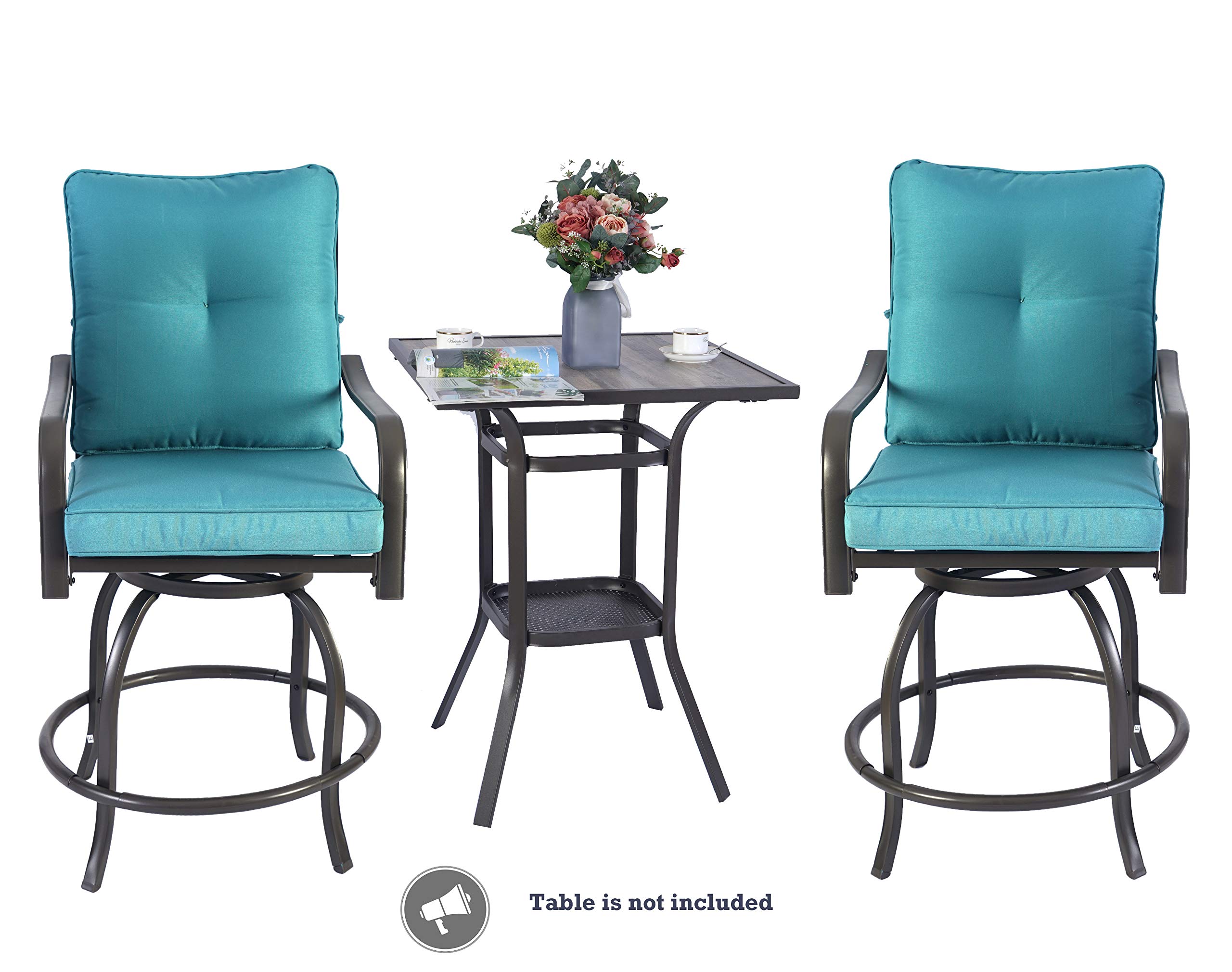 Kozyard Isabella Outdoor Patio Swivel Bar Stools - Counter Height Adjustable Bar Chairs for Bistro, Backyard, Cafe, Restaurant & Chic Bars - Aqua Blue - Perfect for Outdoor Dining, Lounging & Entertaining
