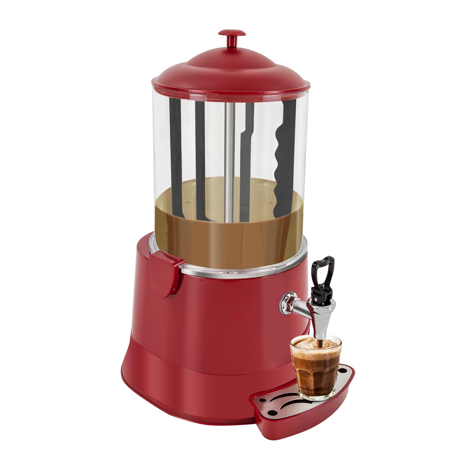 10L Commercial Hot Chocolate Machine Maker, 110V Stainless Steel Chocolate Melting Warmer with Adjustable Temperature for Coffee, Milk Tea & Beverages – Perfect for Cafes, Restaurants & Events (Red)