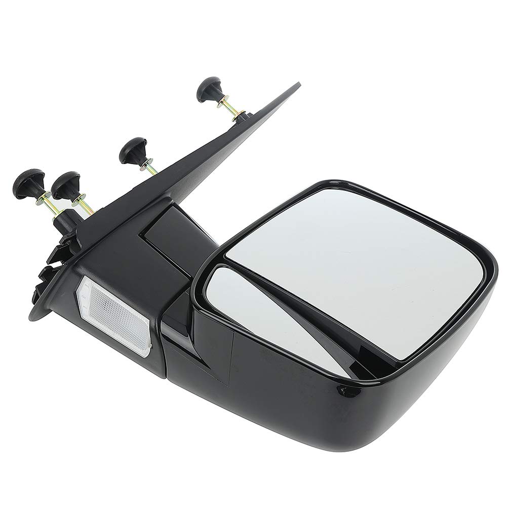 OCPTY Black Right Side Mirror Replacement for 2003-2005 Ford E-150 Club Wagon | Manual Fold, Non-Heated with Puddle Light | Smooth Mirror Glass | Perfect for Parking Assistance and Blind Spot Visibility