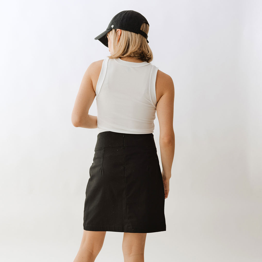 Stylish Black Canvas Skirt for Women - High Waist A-Line Denim Skirt - Casual & Vintage Fashion - Perfect for Daily Wear, Office, Dating & Travel