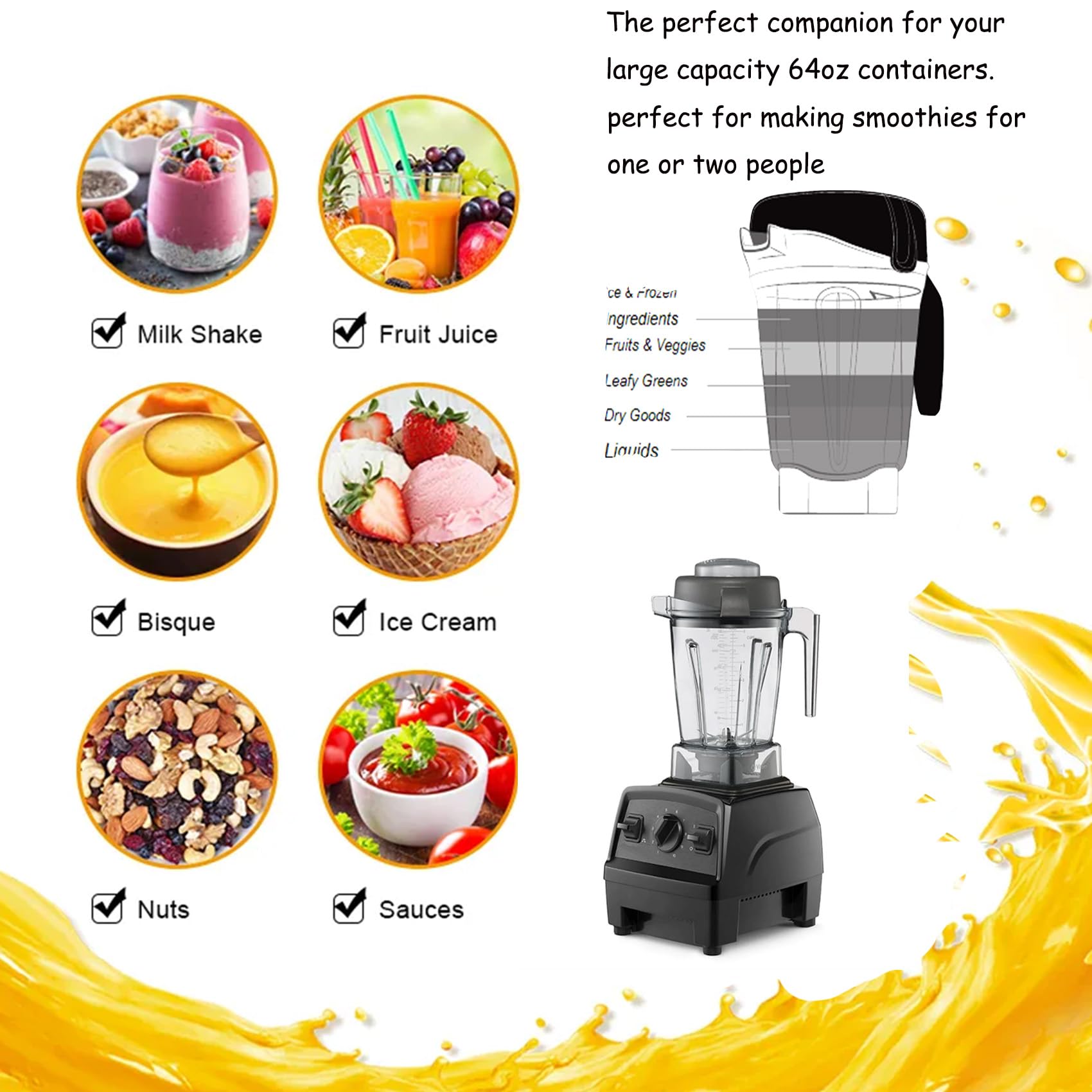 Vitamix Blender Pitcher 32oz - Compatible with Vitamix 5200, 6300, VM0102, VM0197 - Includes Mini-Tamper, Dry Grains Container & Wet/Dry Blades - 10 Year Warranty - Perfect for Smoothies, Nut Butters & Food Prep