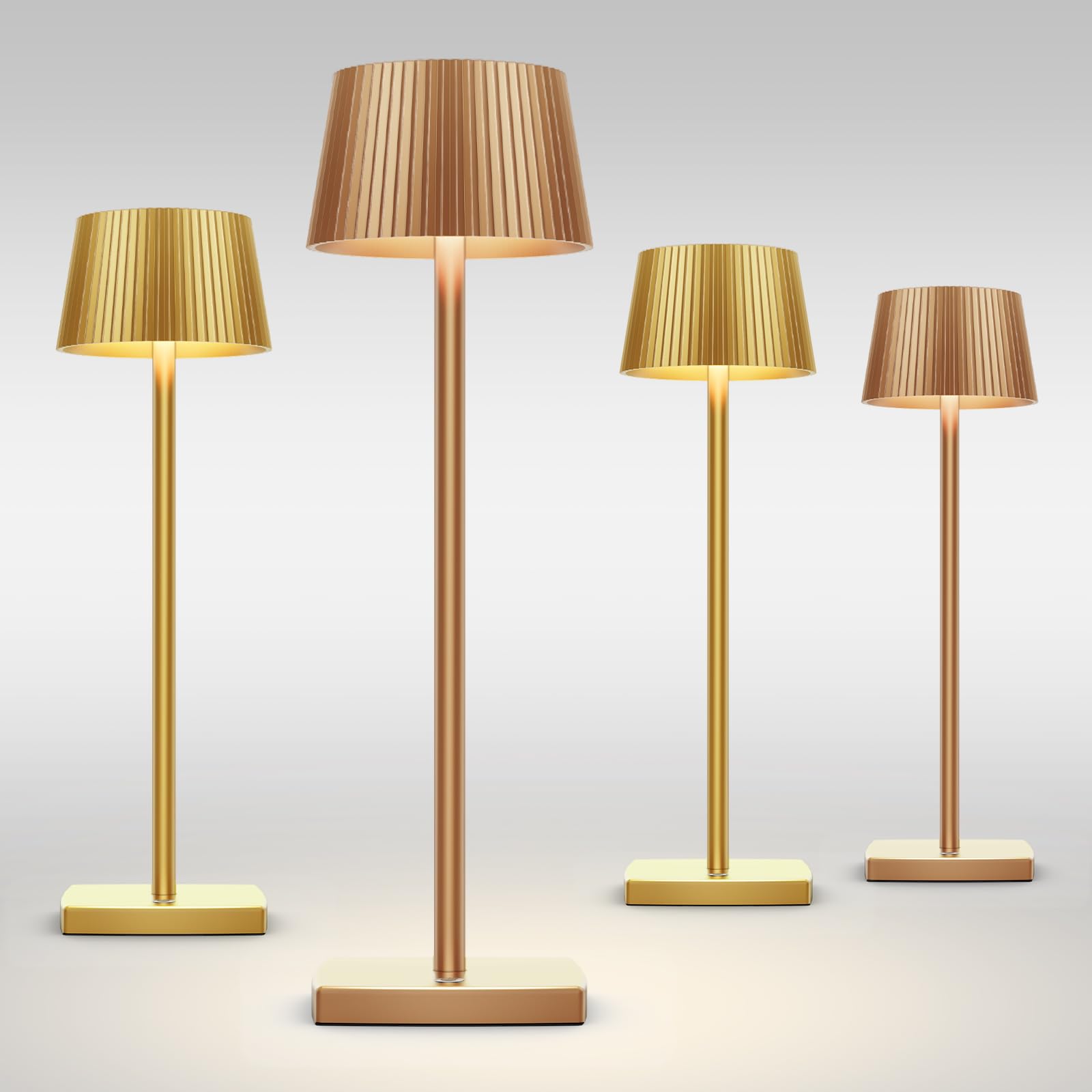 2 Pack Rechargeable Cordless LED Desk Lamps - 6000mAh Battery Powered, Dimmable Stepless Lighting, Portable Table Lamp for Bedroom, Office & Night Reading (Titanium)