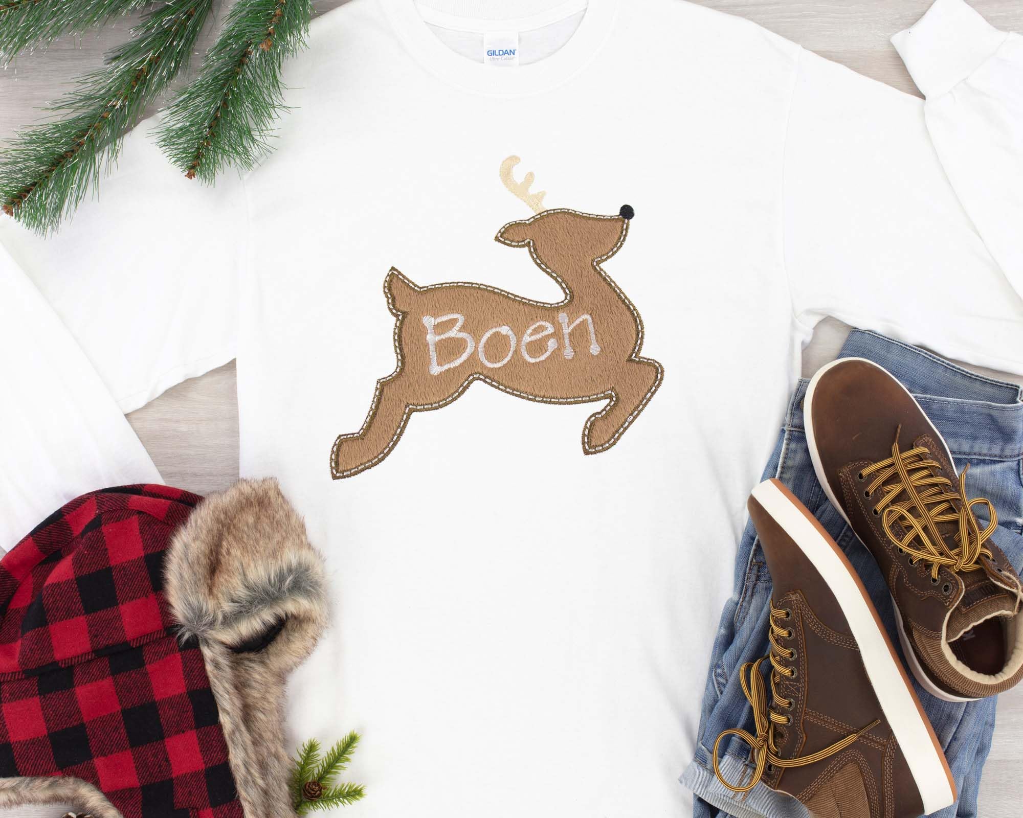 Personalized Christmas Reindeer Patch - Sew On or Iron On for DIY Holiday Decor & Gifts | Festive Apparel, Stockings & Home Decor
