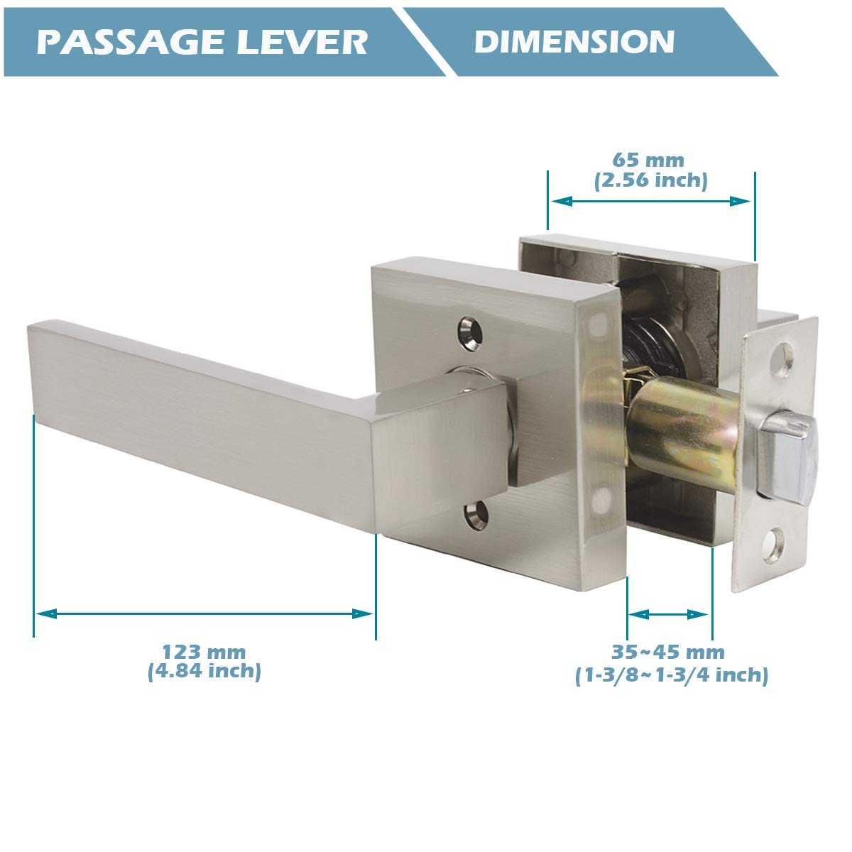 Gobrico 10-Pack Passage Door Lockset - Straight Style Levers with Square Rosette for Interior Doors, Hallways & Closets | Durable & Easy Installation for Home, Office & Apartment Security