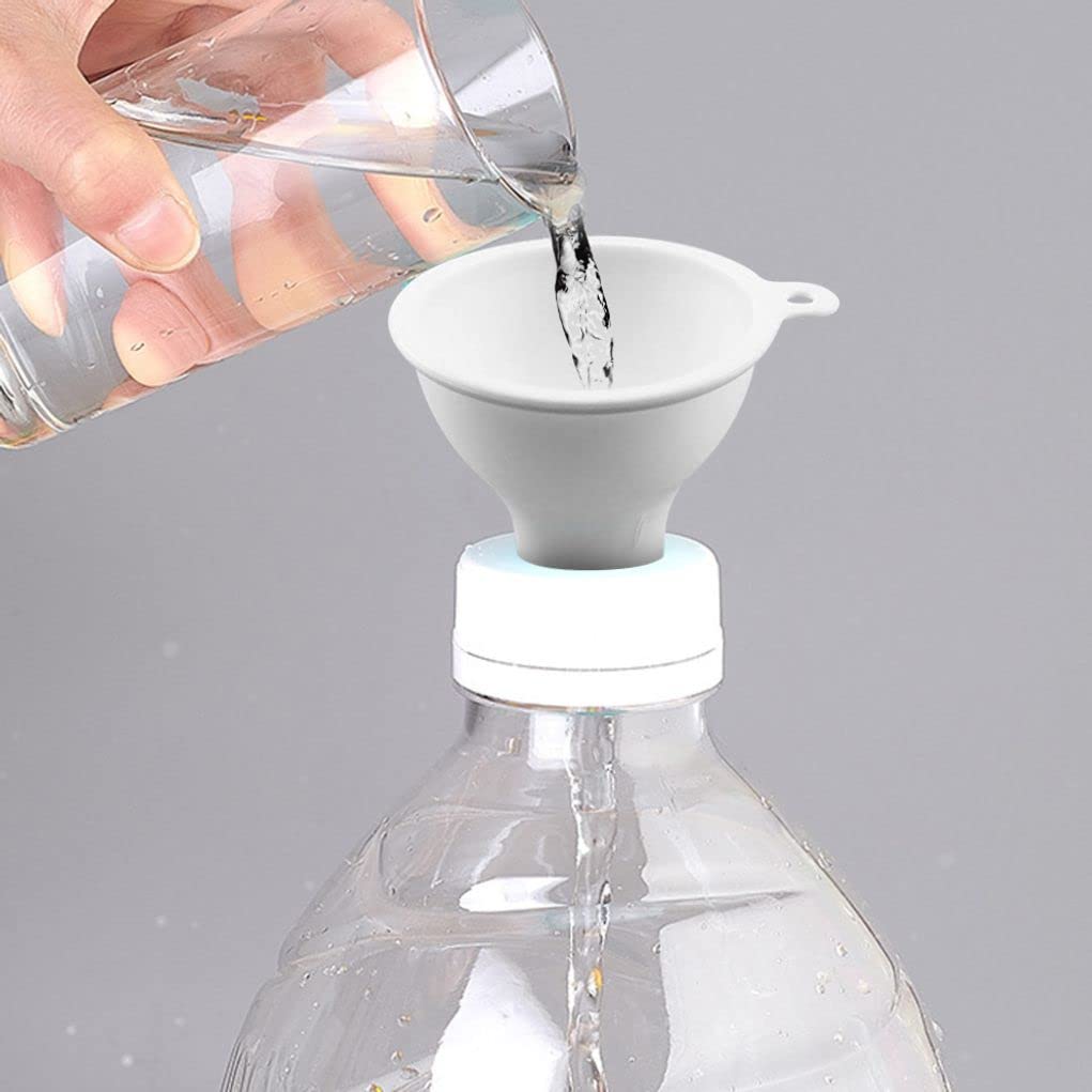 Premium Food Grade Silicone Wide Mouth Funnel - Flexible Kitchen Funnel for Canning, Condiments & Liquids - Durable Squeeze Bottle & Jar Filler for Home, Restaurant & Commercial Use - Perfect for Sauces, Oils, Honey & DIY Projects (White)