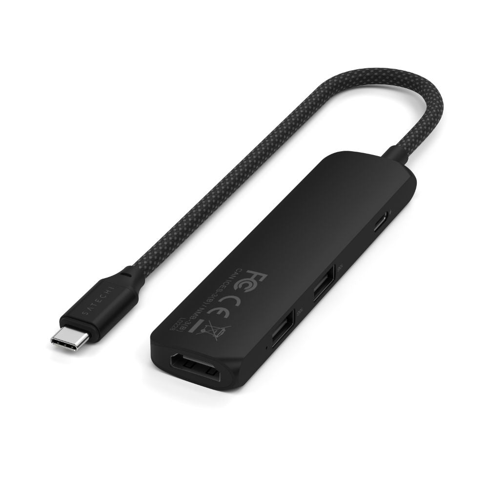 Satechi 4-in-1 USB-C Slim Multiport Adapter with HDMI, USB-A, USB-C & Ethernet - Perfect for MacBook, iPad Pro, Chromebook & Windows Laptops