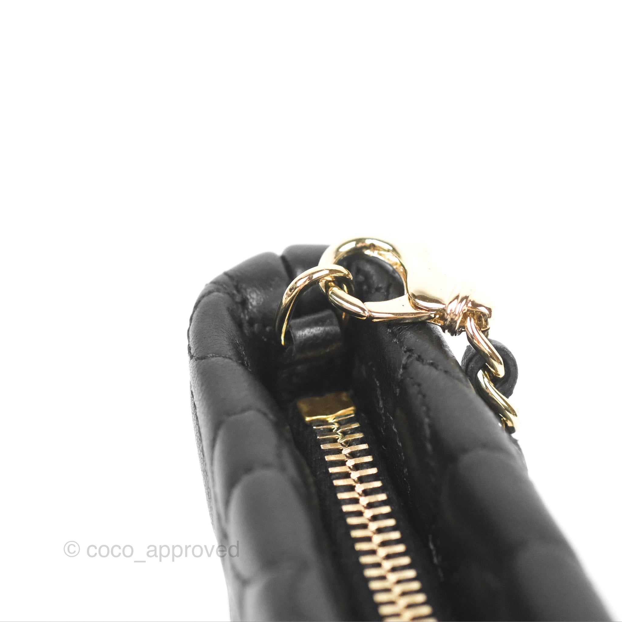 Chanel Camellia Pochette Clutch Bag - Black Lambskin Leather with Gold-Tone Hardware | Evening Bag, Wedding Clutch, Luxury Handbag for Women