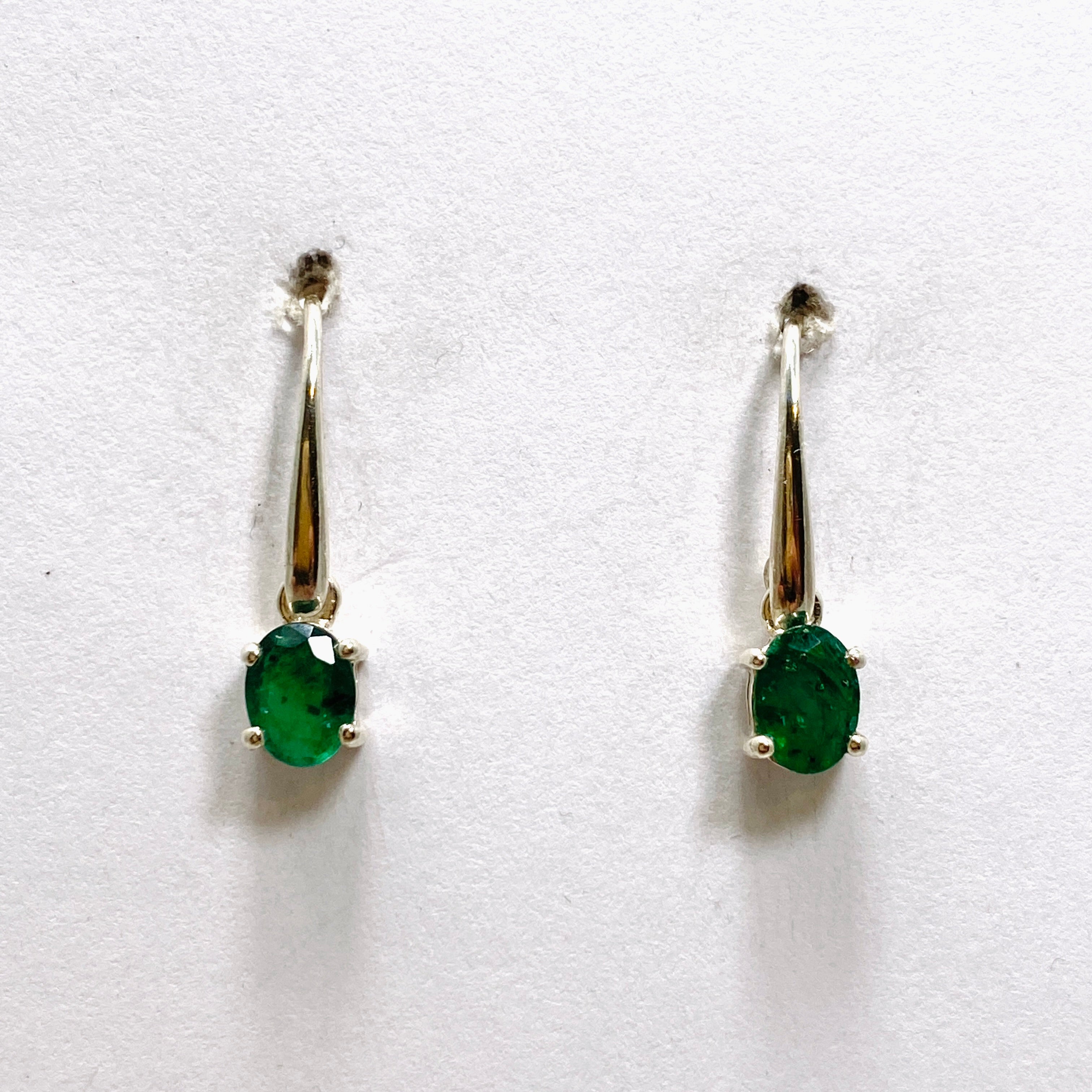 Emerald Oval Faceted Stud Earrings for Women - 14K Gold Plated Elegant Jewelry Gift for Birthday, Anniversary & Special Occasions
