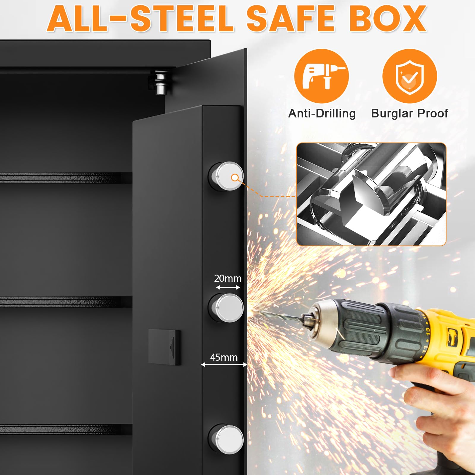 4.0 Cubic Feet Large Fireproof Waterproof Digital Safe Box with Combination Lock, Alarm System & Removable Shelf - Home Security Safe for Documents, Money & Valuables | Fire Resistant Protection for Office, Bedroom & Business Use