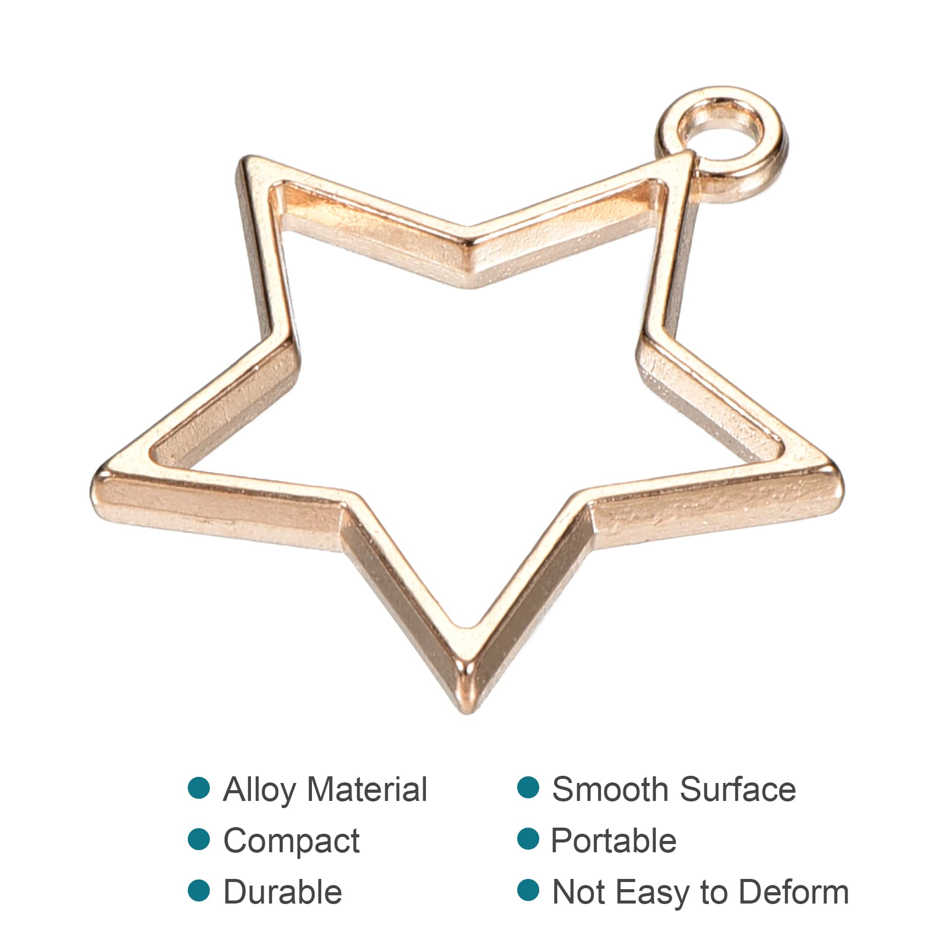 Meccanity 10-Pack Gold Tone Star Shape Geometric Resin Pendant Frames - Hollow Open Back Alloy Charms for DIY Jewelry Making, Necklace Crafting, Bracelet Design & Scrapbooking Projects