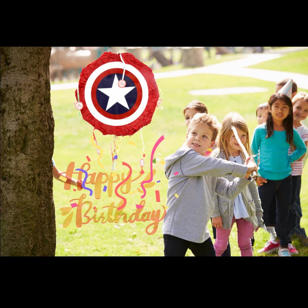 Superhero Shield Pinata for Birthday Parties, Halloween & Christmas - Boys Superhero Theme Party Supplies for Pinata Festival, Kids Celebration & Special Events