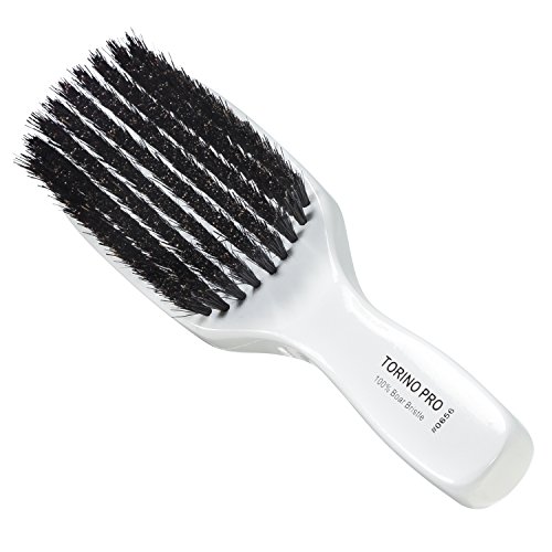 Torino Pro Wave Brush #0656 by Brush King - 9 Row Medium Wave Brush with 100% Boar Bristles - True Texture Medium for 360 Waves - All Purpose Hair Styling Brush for Men - Perfect for Curly, Wavy & Coily Hair Types - Great Pull & Styling at Home or Salon
