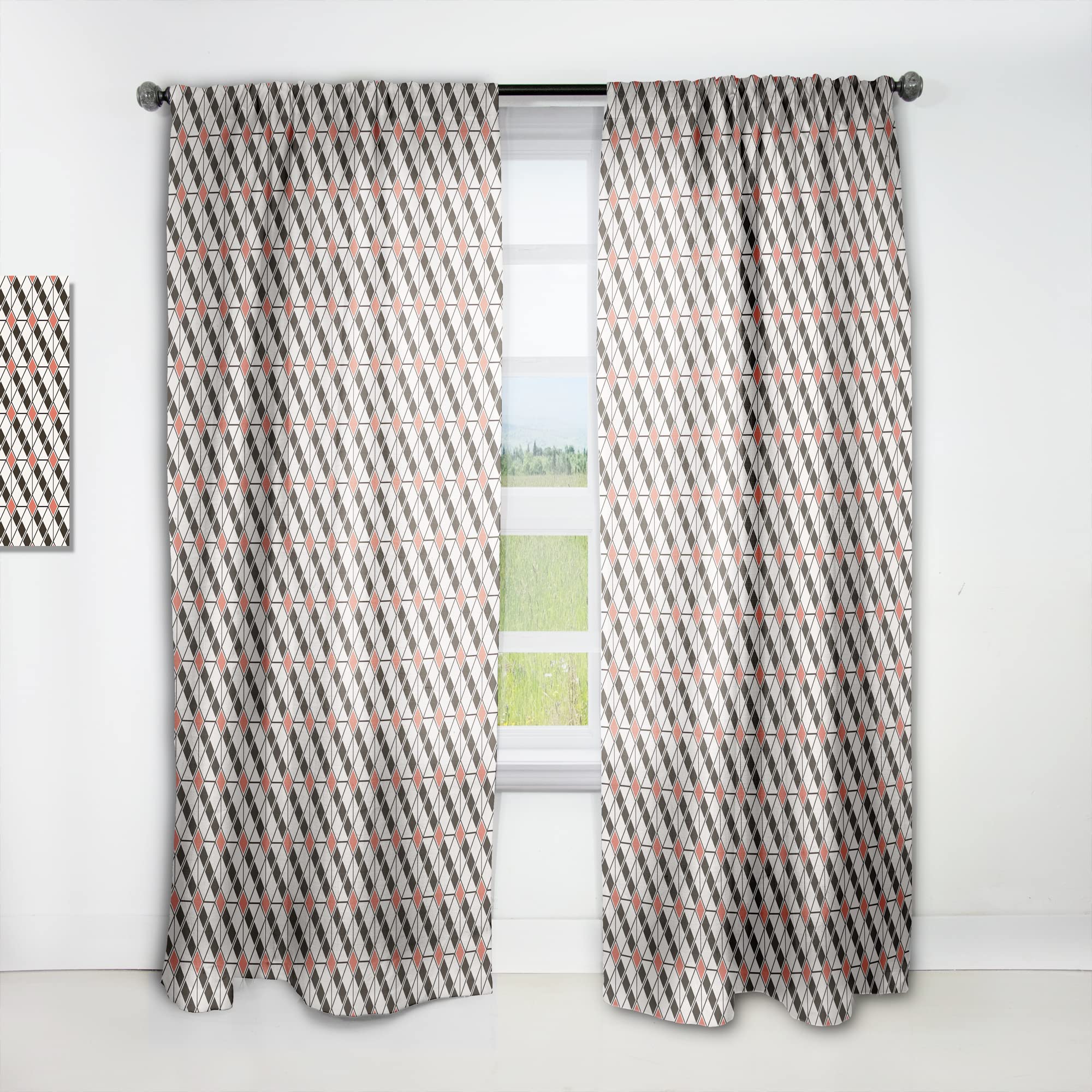 DesignQ Abstract Retro Pattern Thermal Insulated Curtains - Single Panel 52x95 Inches - Blackout Drapes for Bedroom & Living Room - Perfect for Home Decor, Privacy & Energy Efficiency
