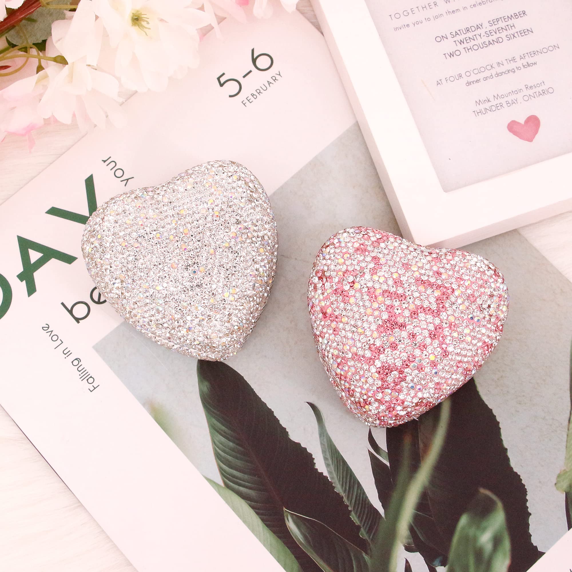 Sparkling Heart-Shaped Rhinestone Ring Box with LED Light - Velvet Jewelry Display Case for Engagement, Wedding & Proposal - Perfect Gift for Birthdays & Anniversaries - Elegant Ring Holder for Special Occasions