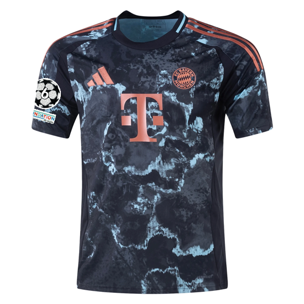 Adidas Bayern Munich Authentic Mathys Tel Away Jersey 24/25 - Black/Copper/Blue with Champions League Patches | Official Football Soccer Jersey for Fans & Players | Perfect for Matchdays, Training & Collecting