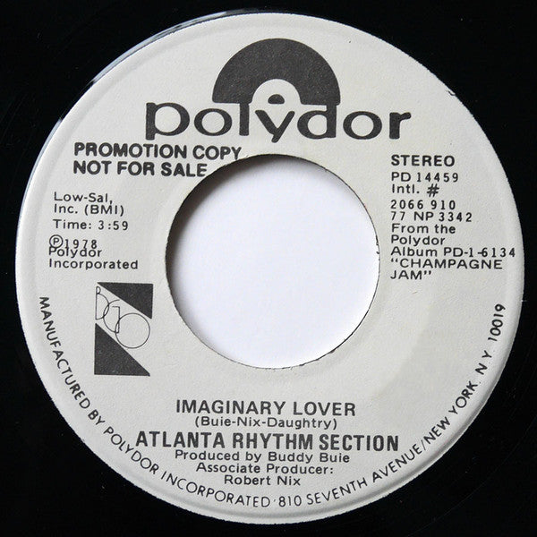 Atlanta Rhythm Section - Imaginary Lover Vinyl Record 7