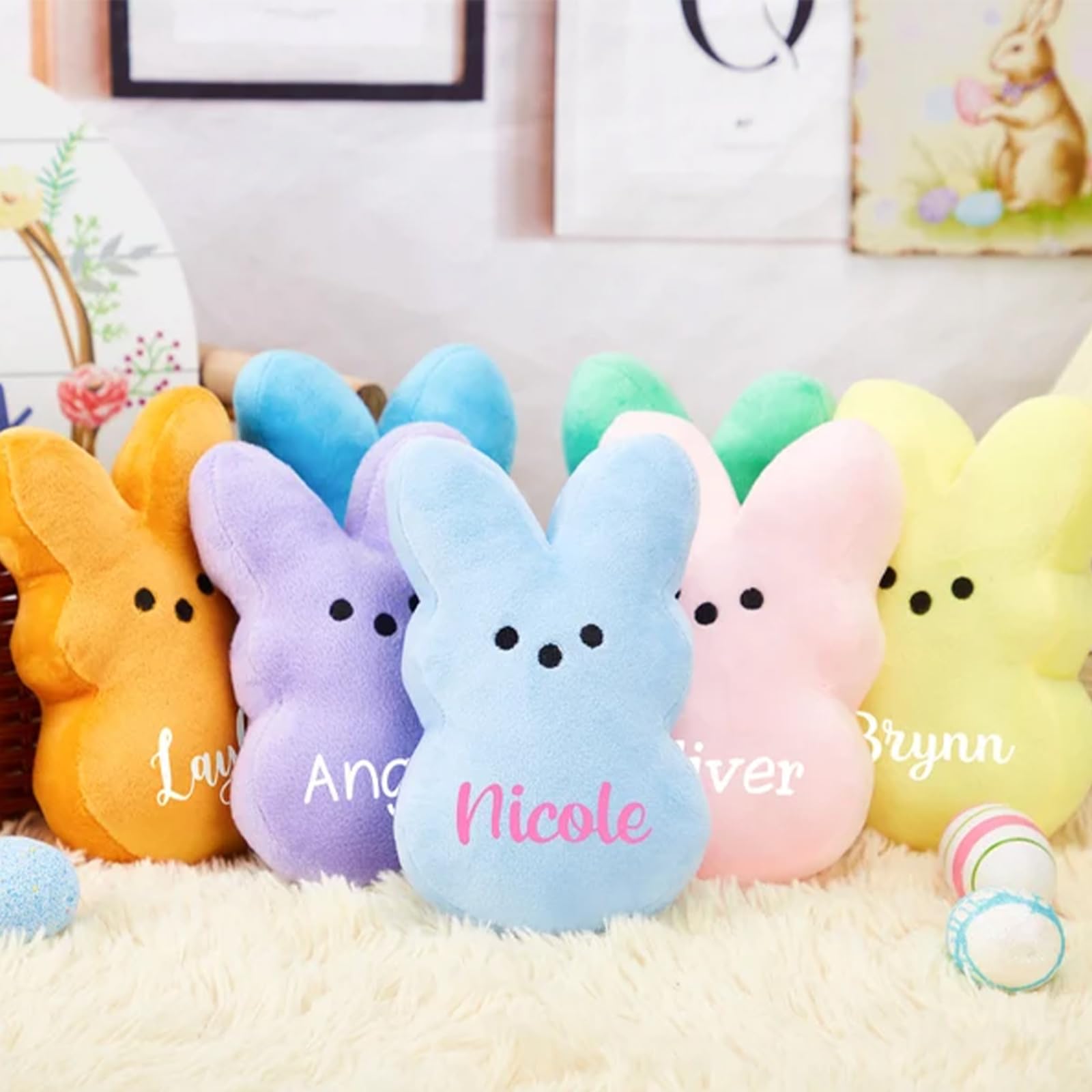 Custom 5.85in Personalized Easter Bunny Plush Toy - Soft Stuffed Animal Gift for Kids, Easter Basket Filler, Spring Decorations (Great for Easter Gifts, Nursery Decor & Birthday Presents)