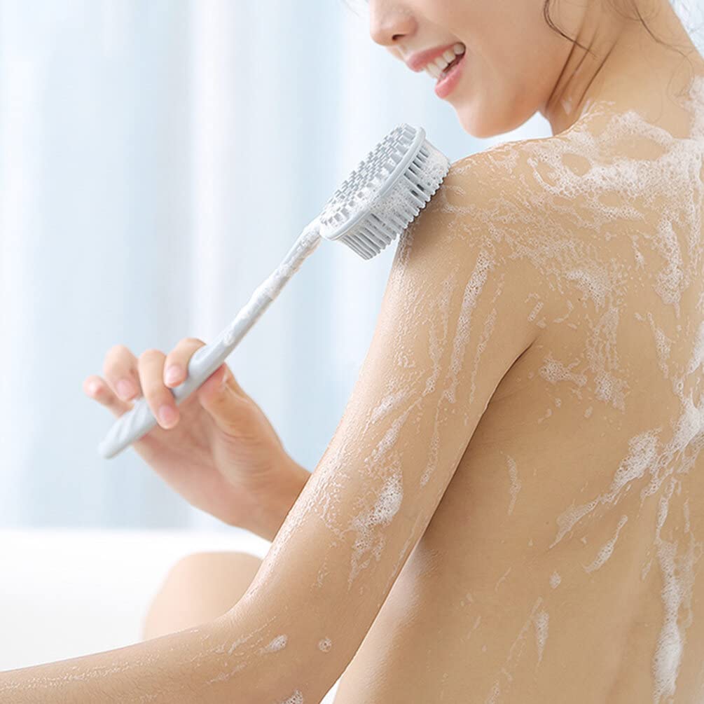 Exfoliating Back Scrubber Brush with Soft Silica Gel - Long Handle Body Brush for Men & Women - Bath Loofah & Shower Scrubber for Deep Cleansing, Dead Skin Removal & Spa Relaxation (Perfect for Hard-to-Reach Areas & Sensitive Skin)