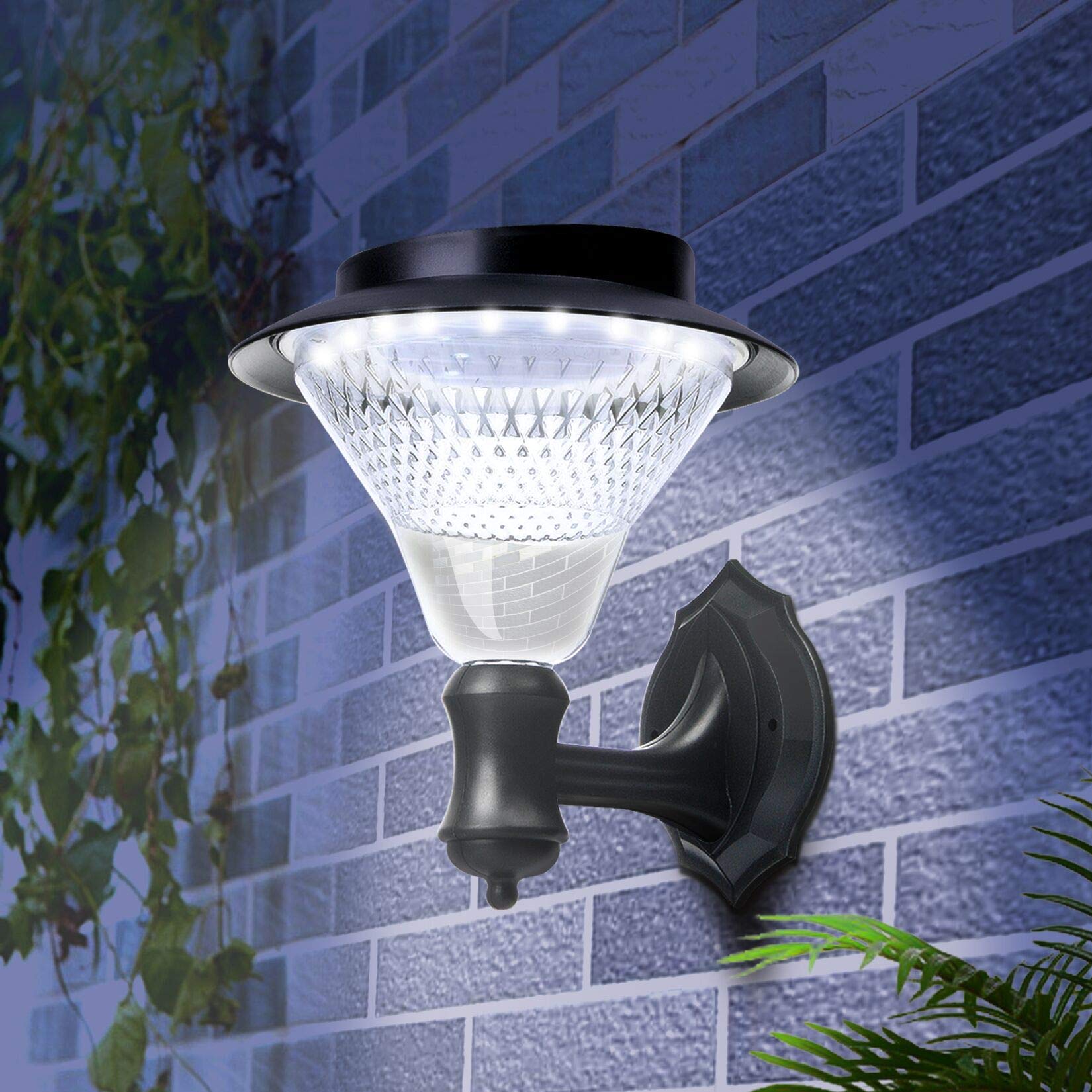 Solar Wall Lantern Lights Outdoor Waterproof - 16 Super Bright LED Dusk to Dawn Auto On/Off Solar Porch Lights - Perfect for Yard, Front Porch, Garage & Garden (Cold White) - Ideal for Pathway Lighting, Patio Decor & Home Security
