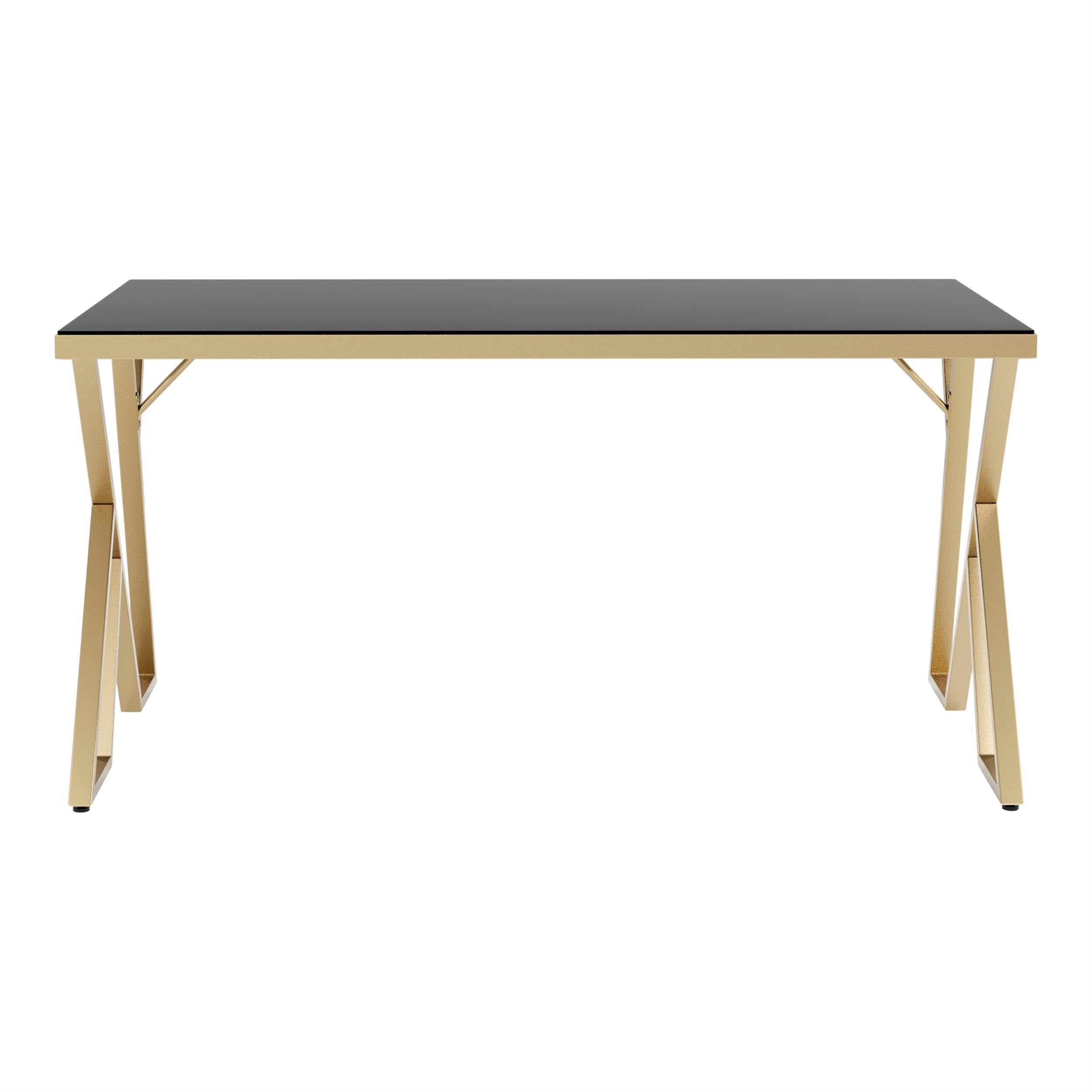 Egala Contemporary Black Glass Top Dining Table - Modern 4-6 Seater Kitchen Table for Small Spaces - Perfect for Apartments, Dining Rooms & Open Floor Plans