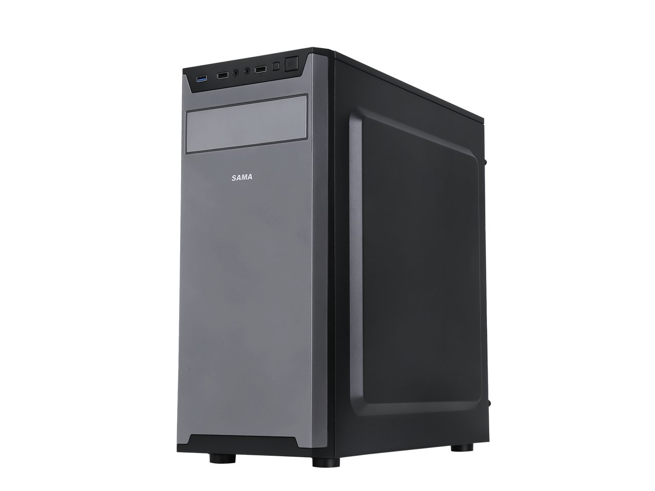 SAMA Jazovo BK Mid Tower ATX Computer Case - High Airflow Gaming PC Case with Tempered Glass Side Panel, RGB Fans - Perfect for Gaming, Streaming & Workstation Builds