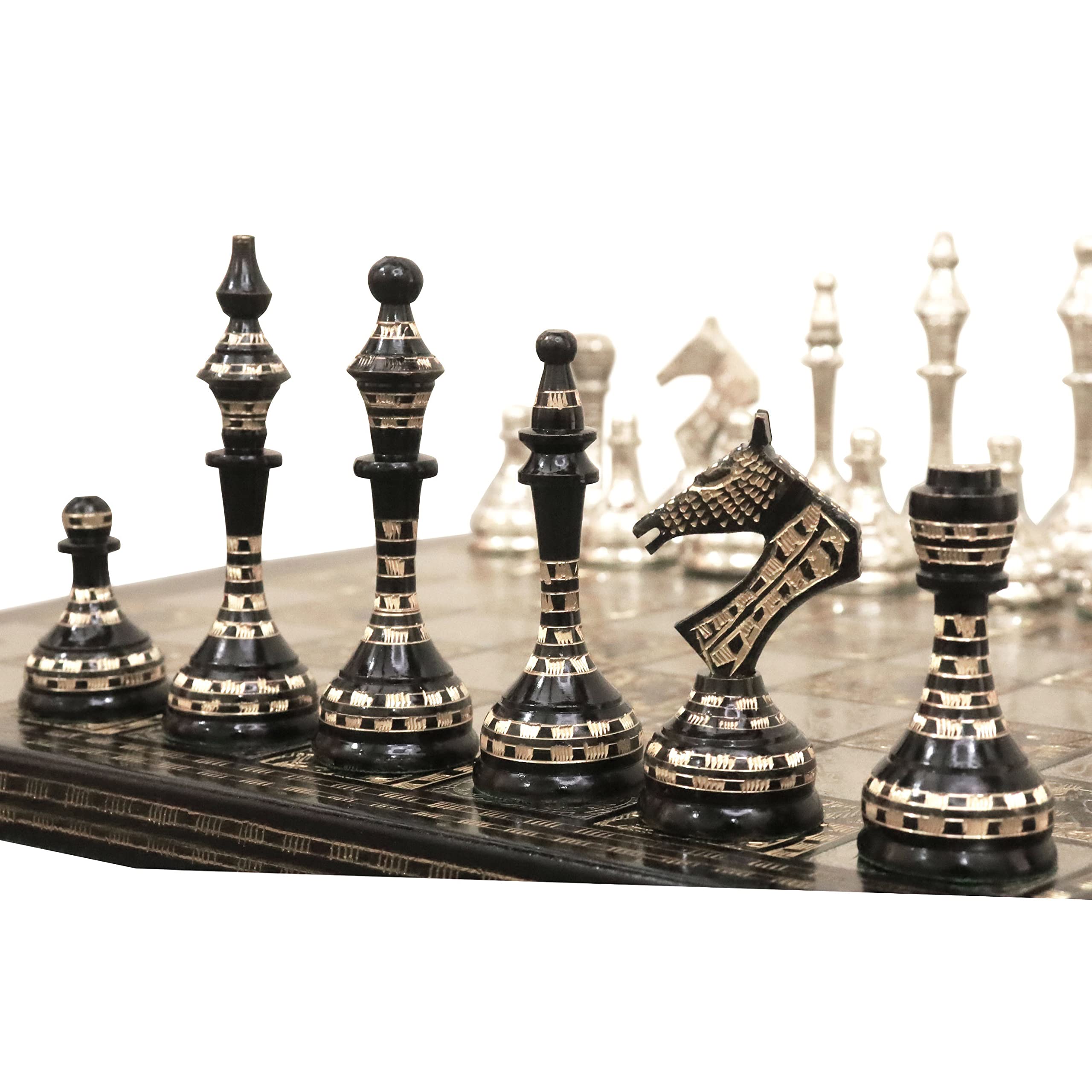 Vintage Soviet-Inspired Luxury Brass Chess Set with 14