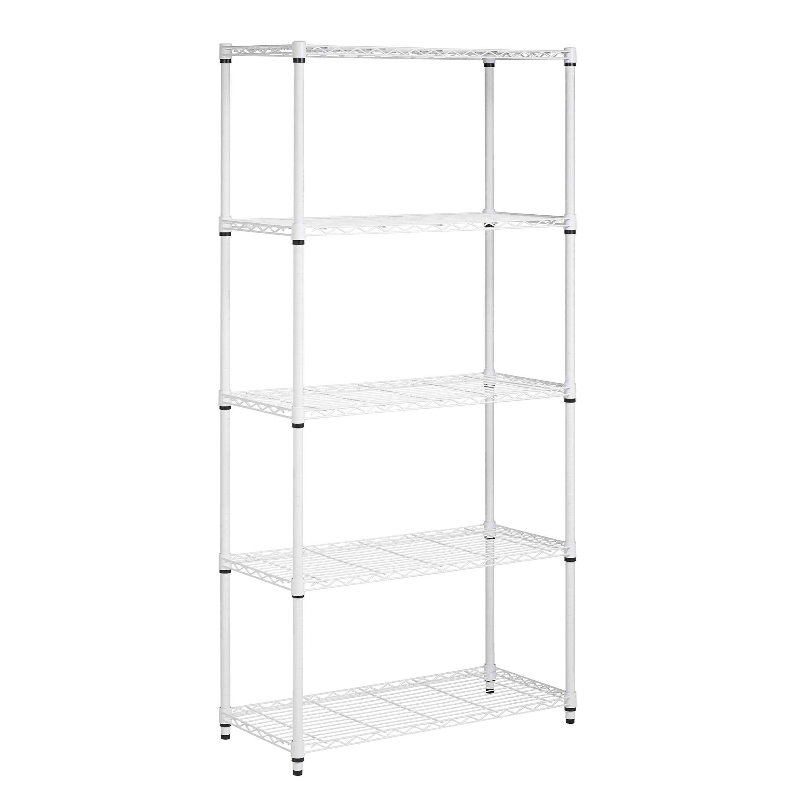 Honey-Can-Do 5-Tier Adjustable Shelf with Wheels - White for Home & Office Storage