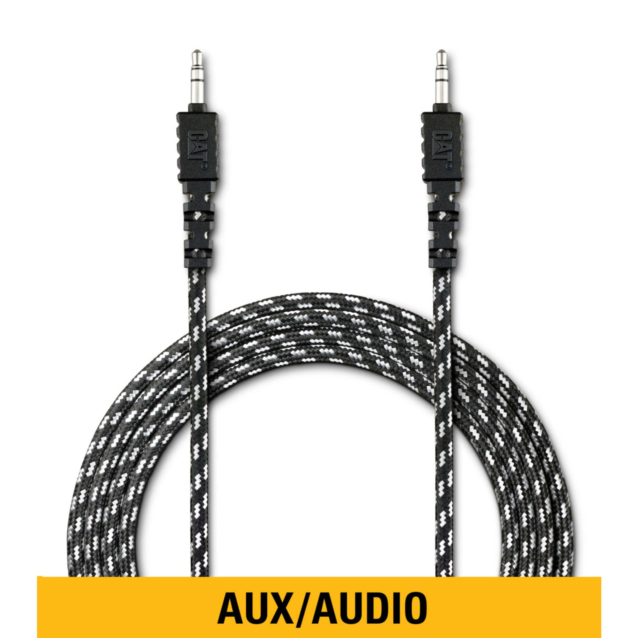 CAT® Reflective AUX/Audio Cable 10 Feet - High Visibility 3.5mm Auxiliary Cord for Car, Home & Outdoor Use - Durable Nylon Braided for iPhone, Android, Speakers & More