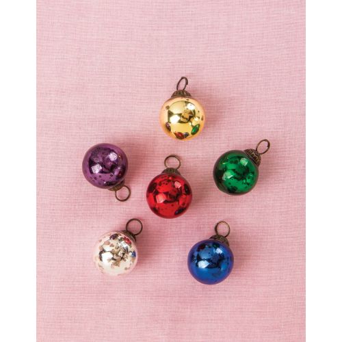 6 Pack Assorted Color Mini Mercury Glass Ball Ornaments - 1.5 Inch Christmas Tree Decorations for Holiday, Party & Home Decor (Gold, Silver, Red, Green, Blue, White)