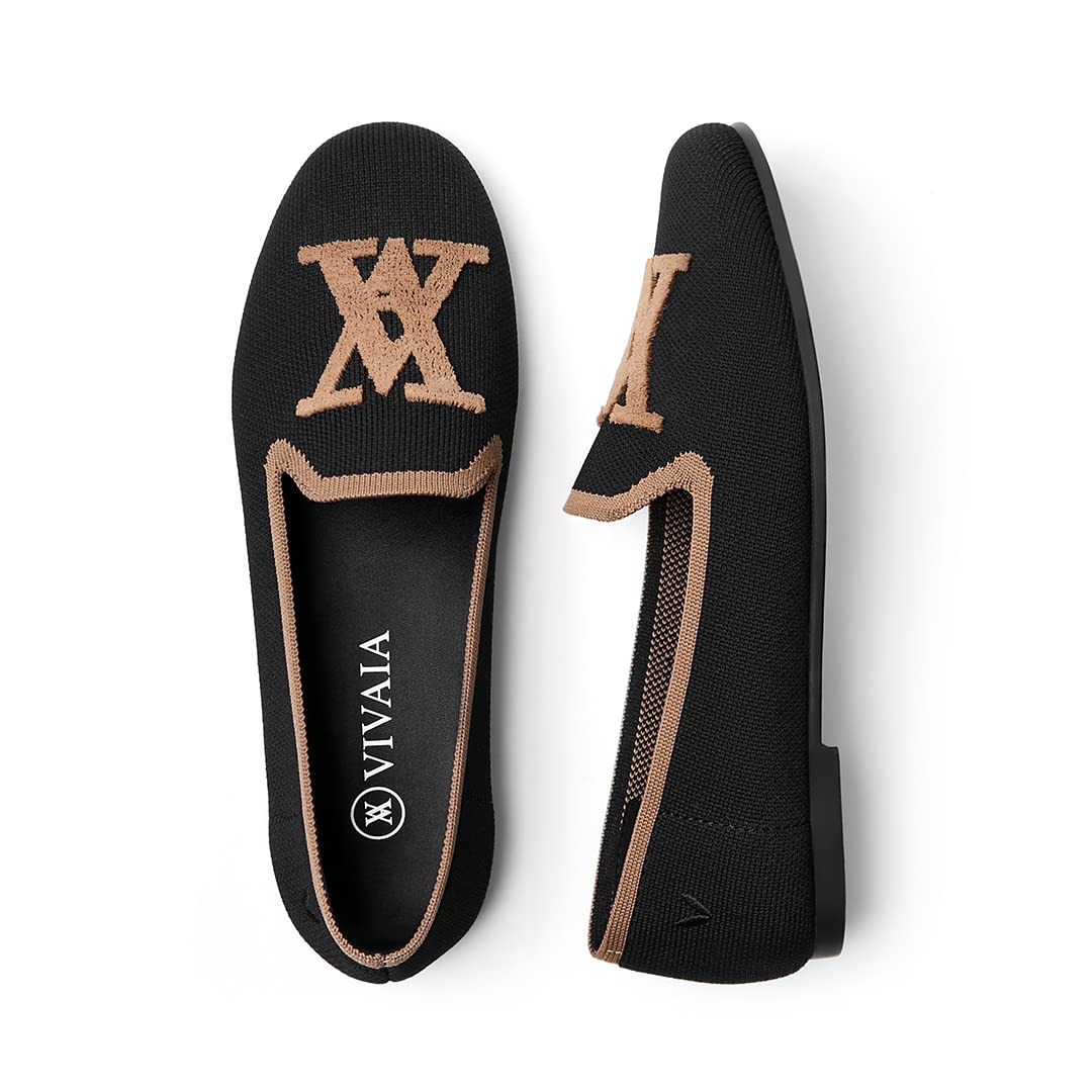 VIVAIA Nadia Women's Classic Logo Loafers - Slip On Round Toe Flats | Washable & Comfortable Work Shoes for Office, Travel, Shopping | Perfect for Business Casual & Everyday Wear