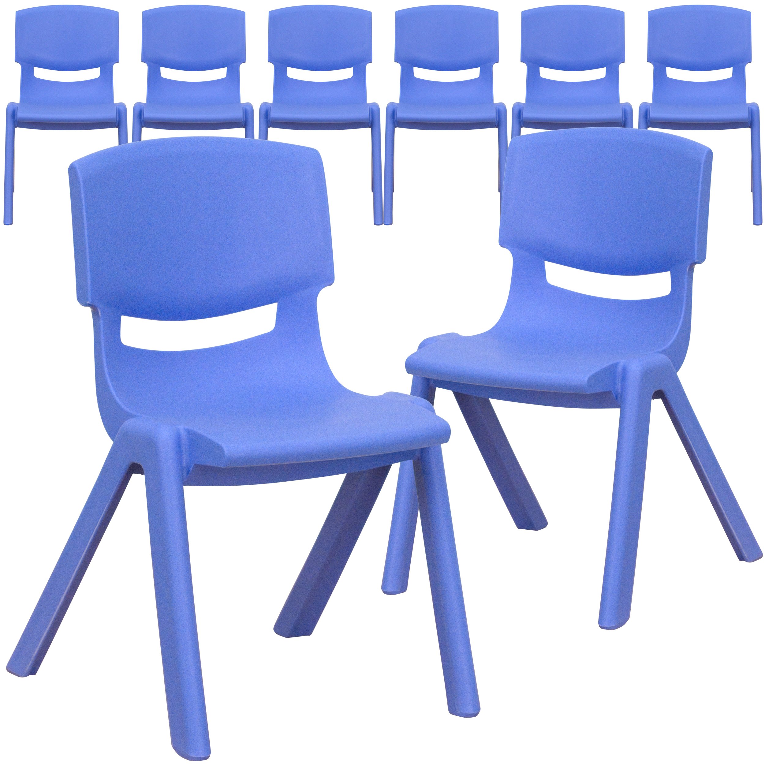 Flash Furniture Whitney 8-Pack Blue Plastic Stacking Chairs for School & Events - 12