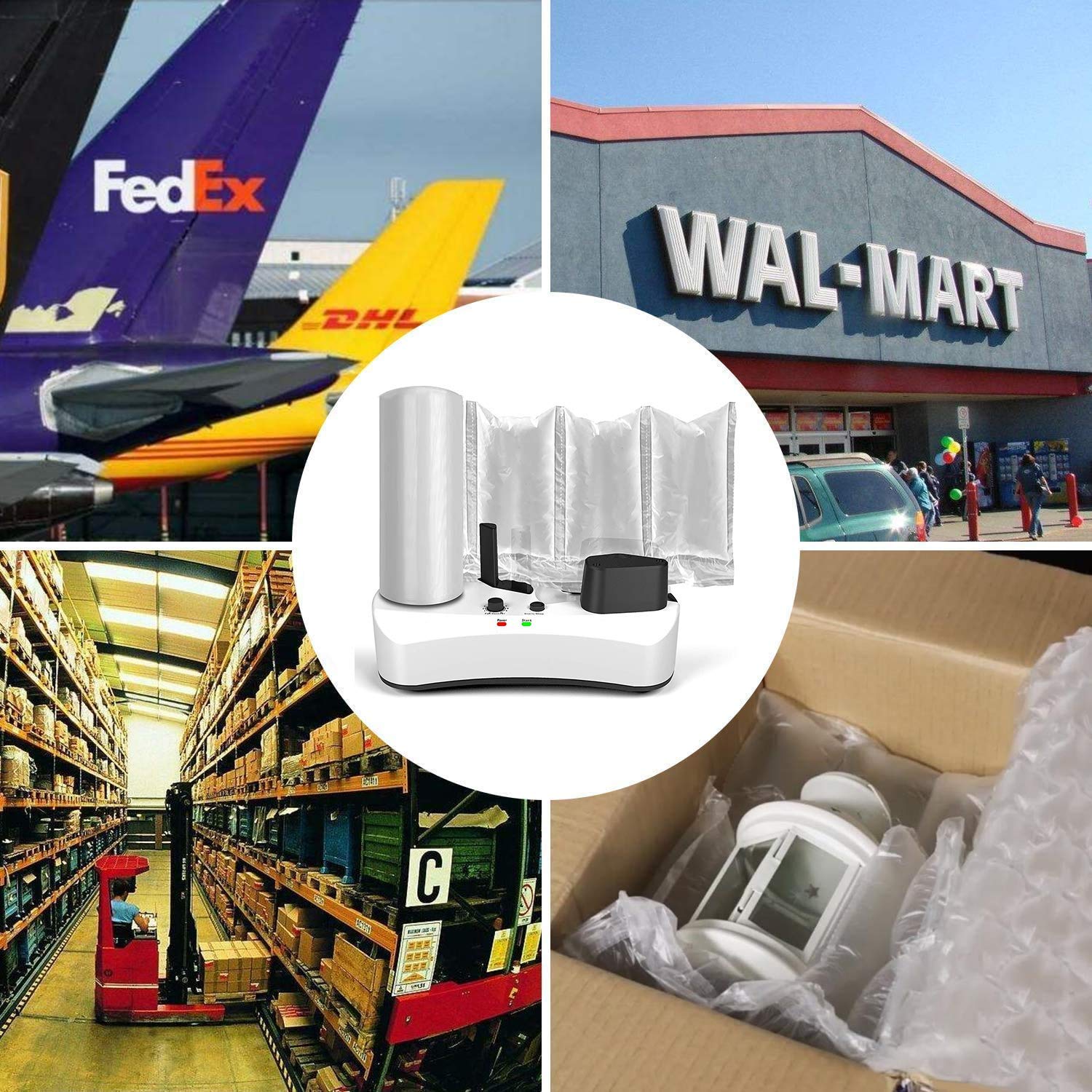 YE300 Portable Air Cushion Machine 110V - Inflatable Packaging Air Pillow Maker with 100m Free Test Film Roll (White, ACM-220) - Perfect for E-commerce Shipping, Fragile Item Protection & Moving Supplies